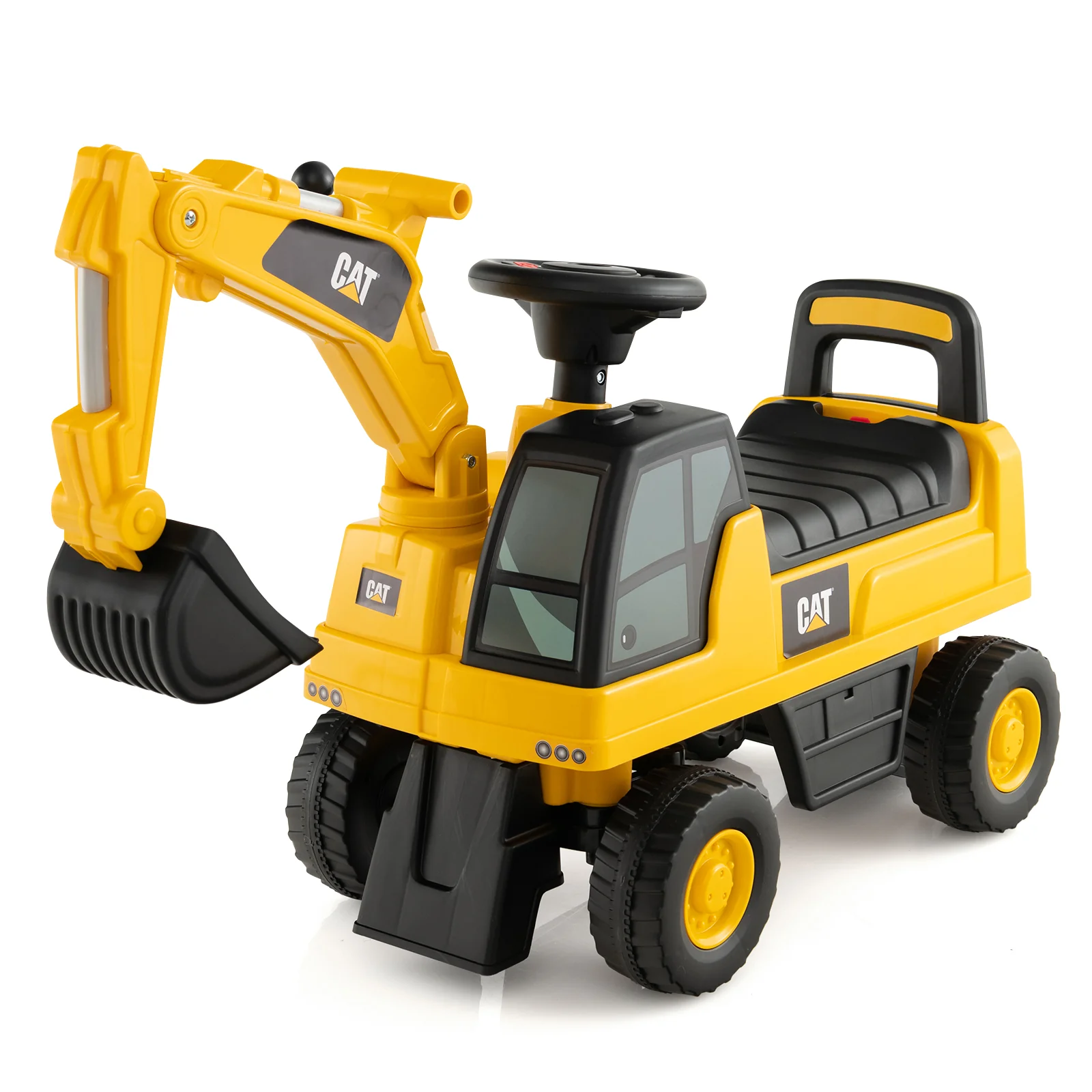 Kids Ride-On Digger, Yellow - Image 5
