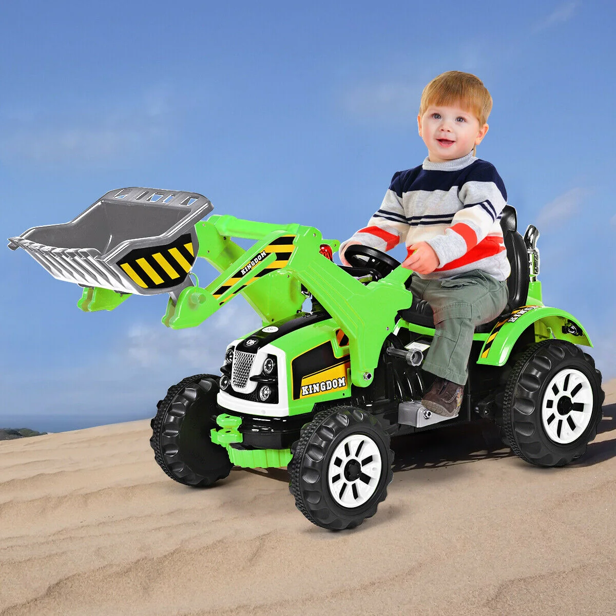 Kids Ride On Dumper Truck, 12V Battery Powered, Green - Image 2