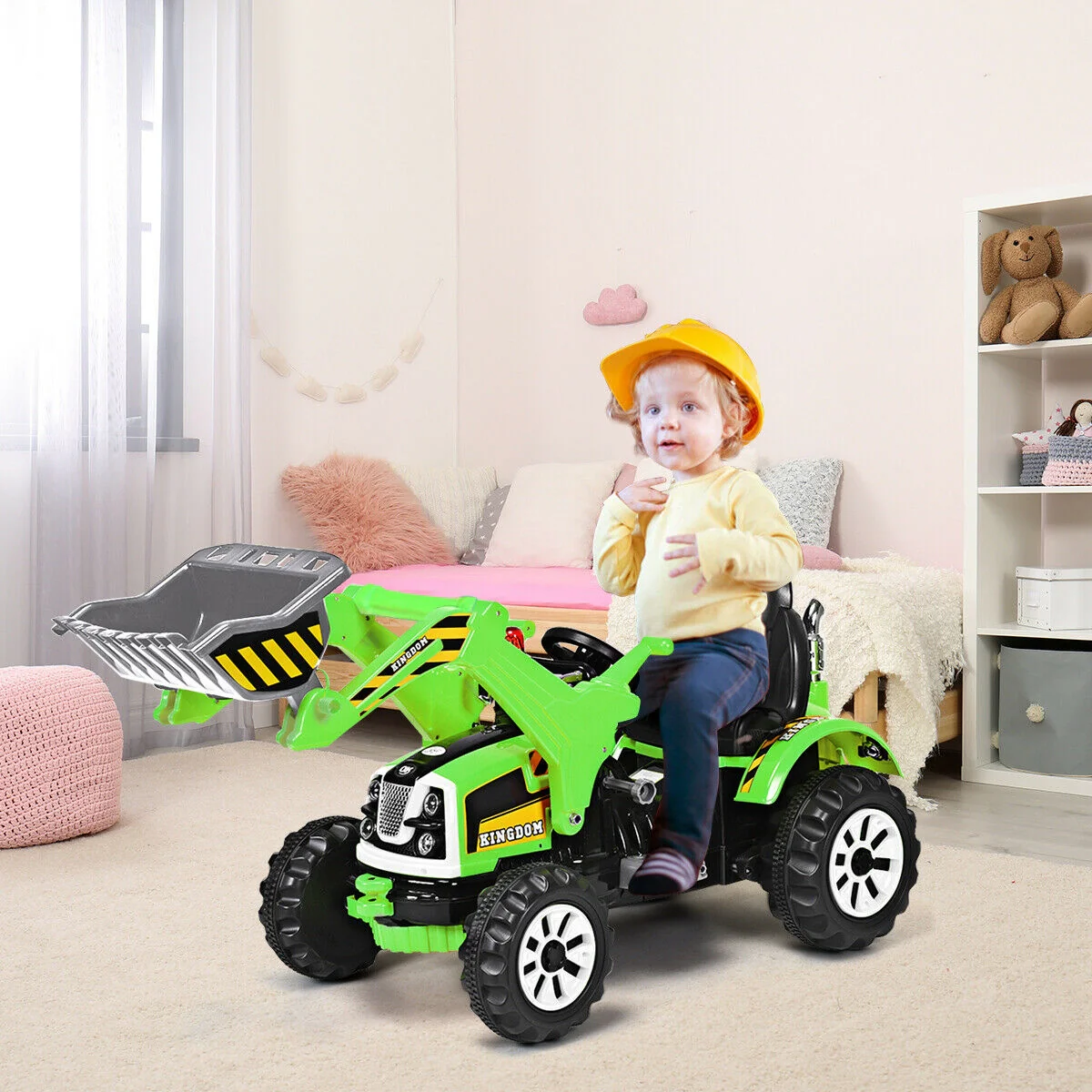 Kids Ride On Dumper Truck, 12V Battery Powered, Green - Image 3