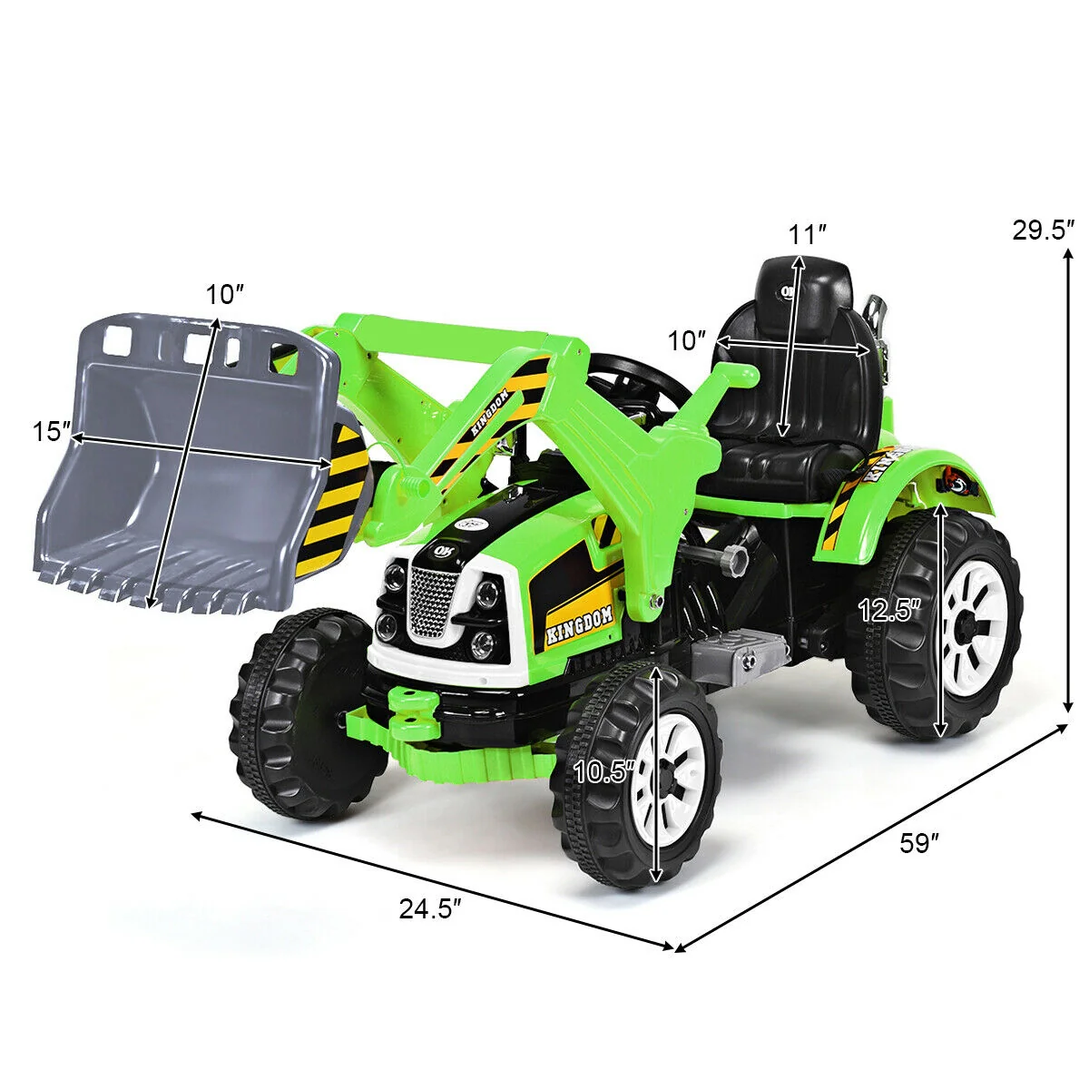 Kids Ride On Dumper Truck, 12V Battery Powered, Green - Image 5