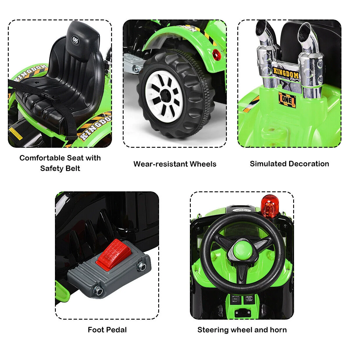 Kids Ride On Dumper Truck, 12V Battery Powered, Green - Image 6