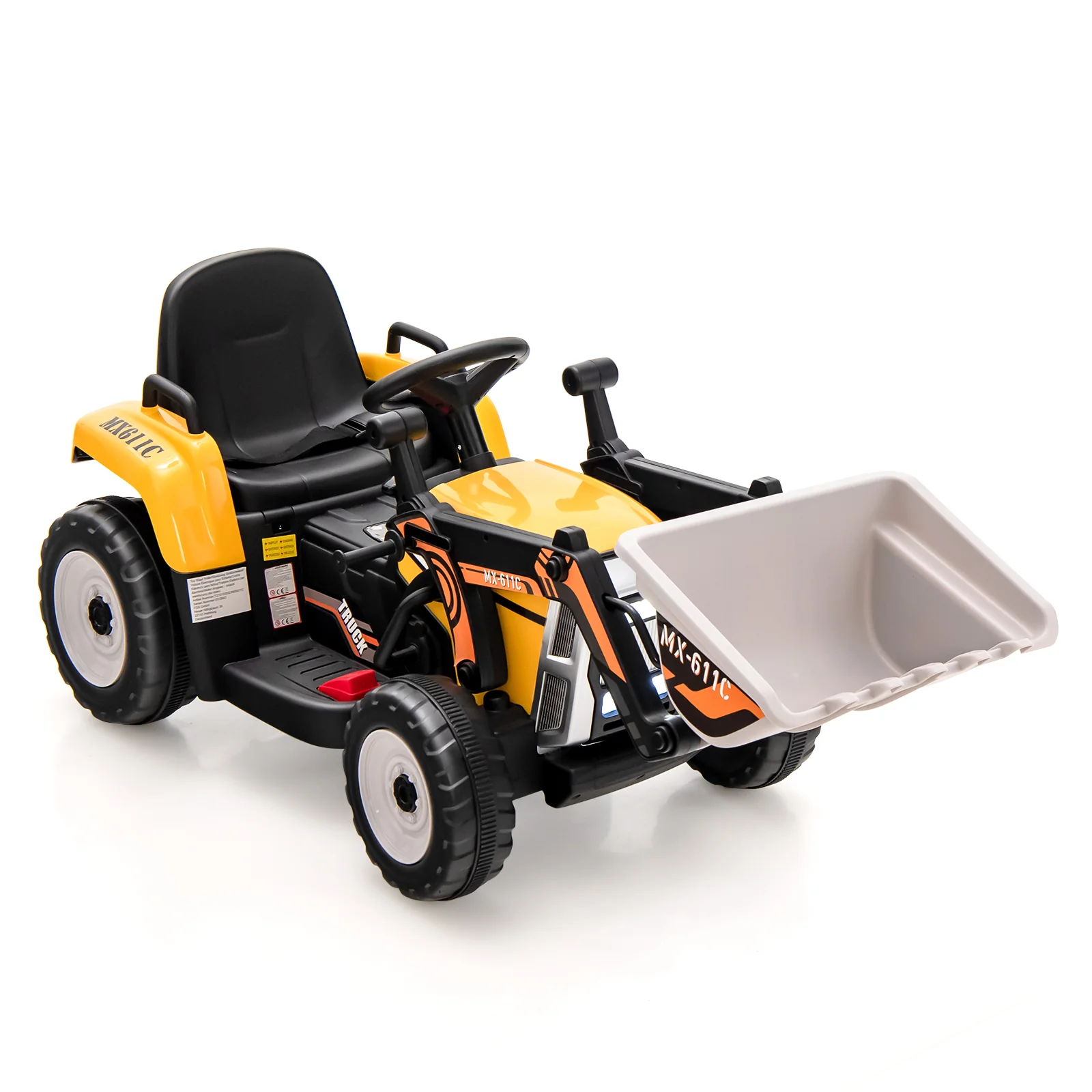 Kids Ride On Excavator, 12V Battery Powered, Adjustable Arm And Bucket, Yellow - Image 4