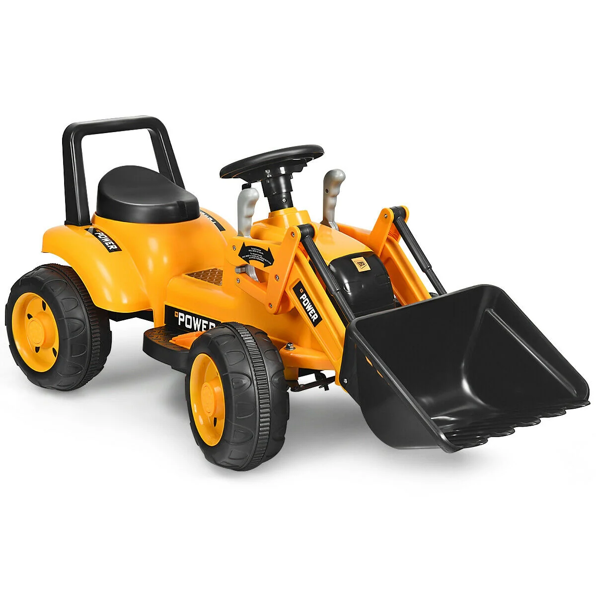 Kids Ride On Excavator Digger, 6V Battery Powered Tractor, Yellow - Image 4