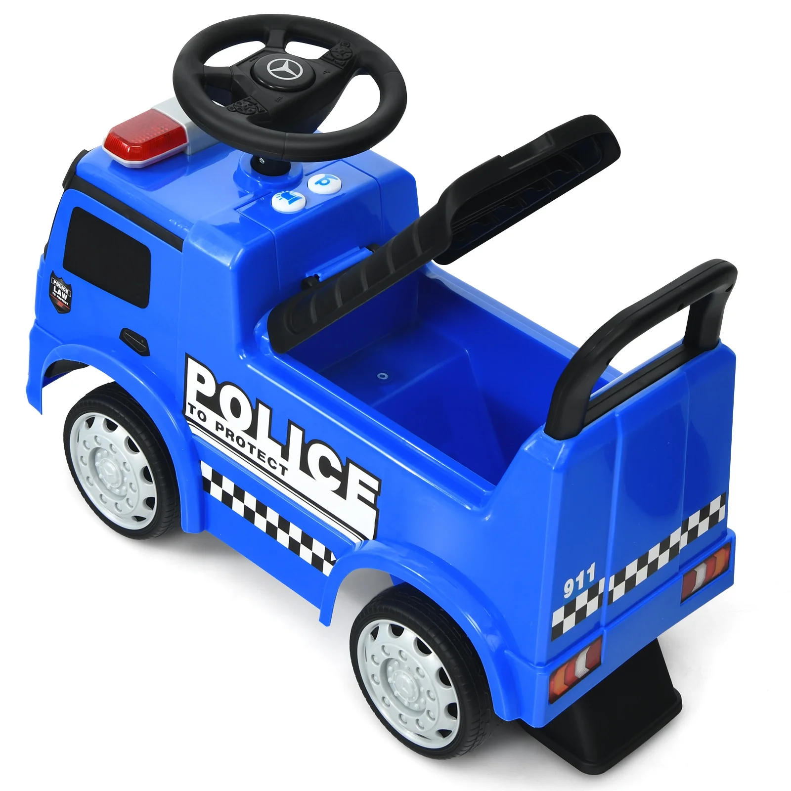 Kids Ride On Push Police Car, Blue - Image 5