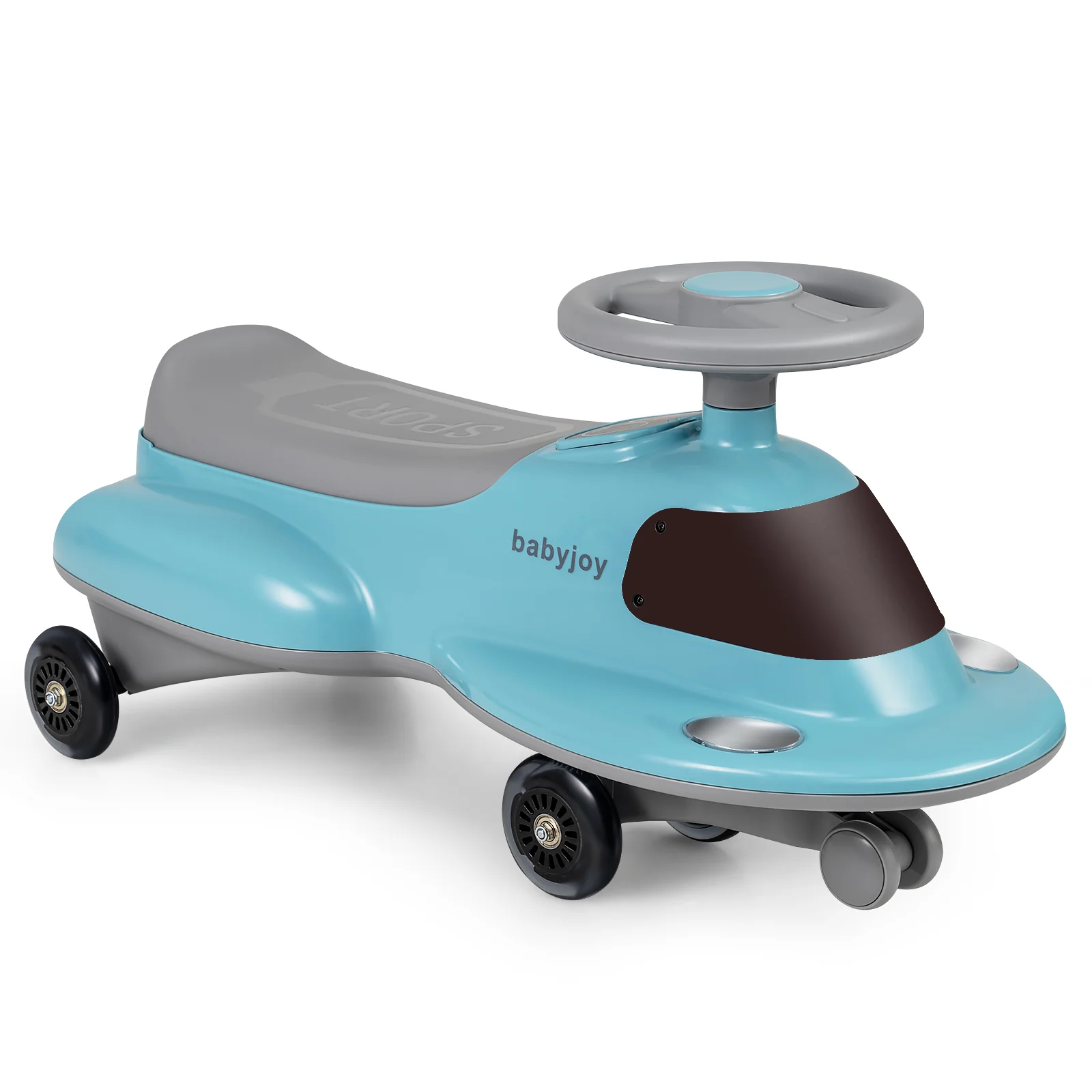 Kids Ride On Toy with Under-seat Storage and LED Flashing Wheels, Blue