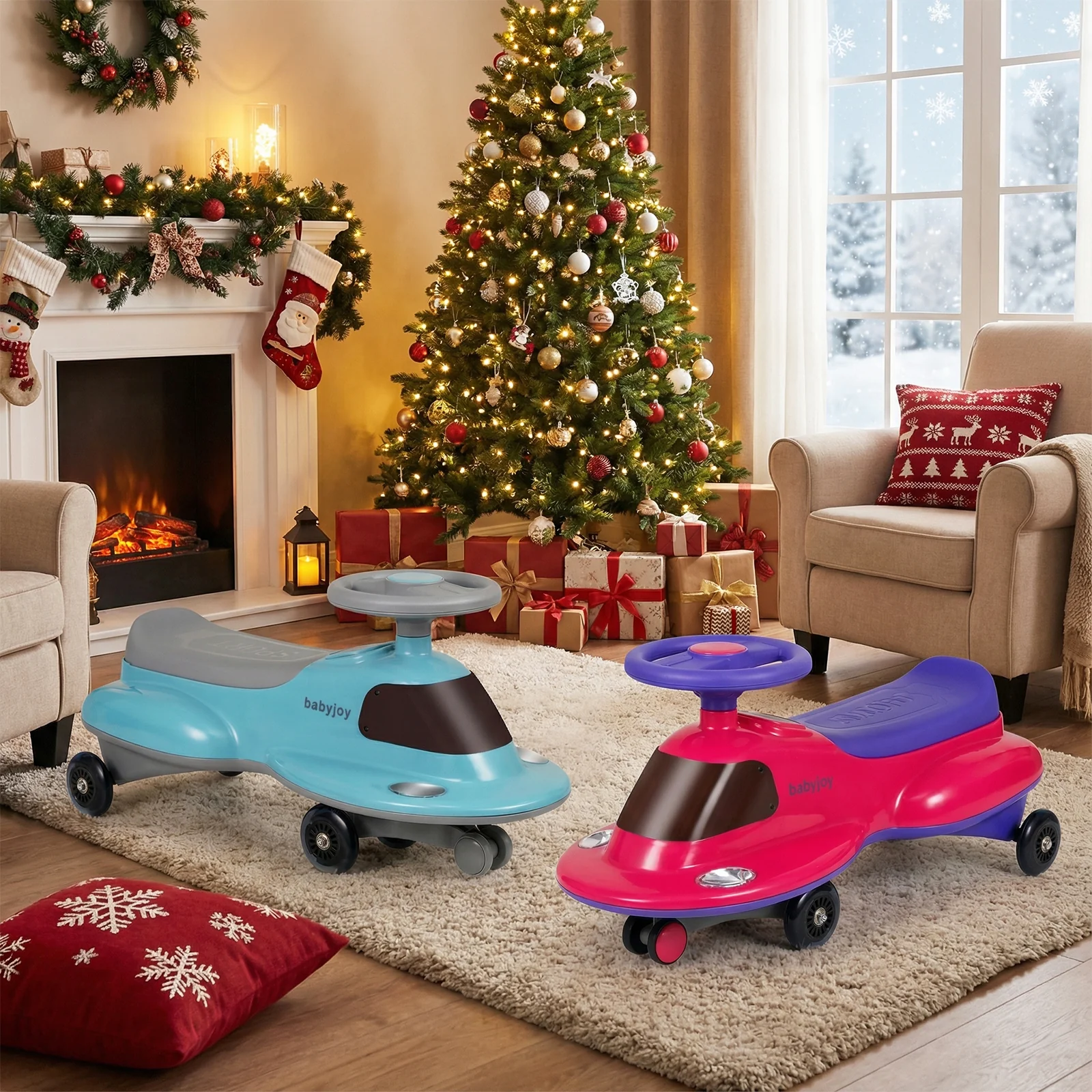 Kids Ride On Toy with Under-seat Storage and LED Flashing Wheels, Pink - Image 3