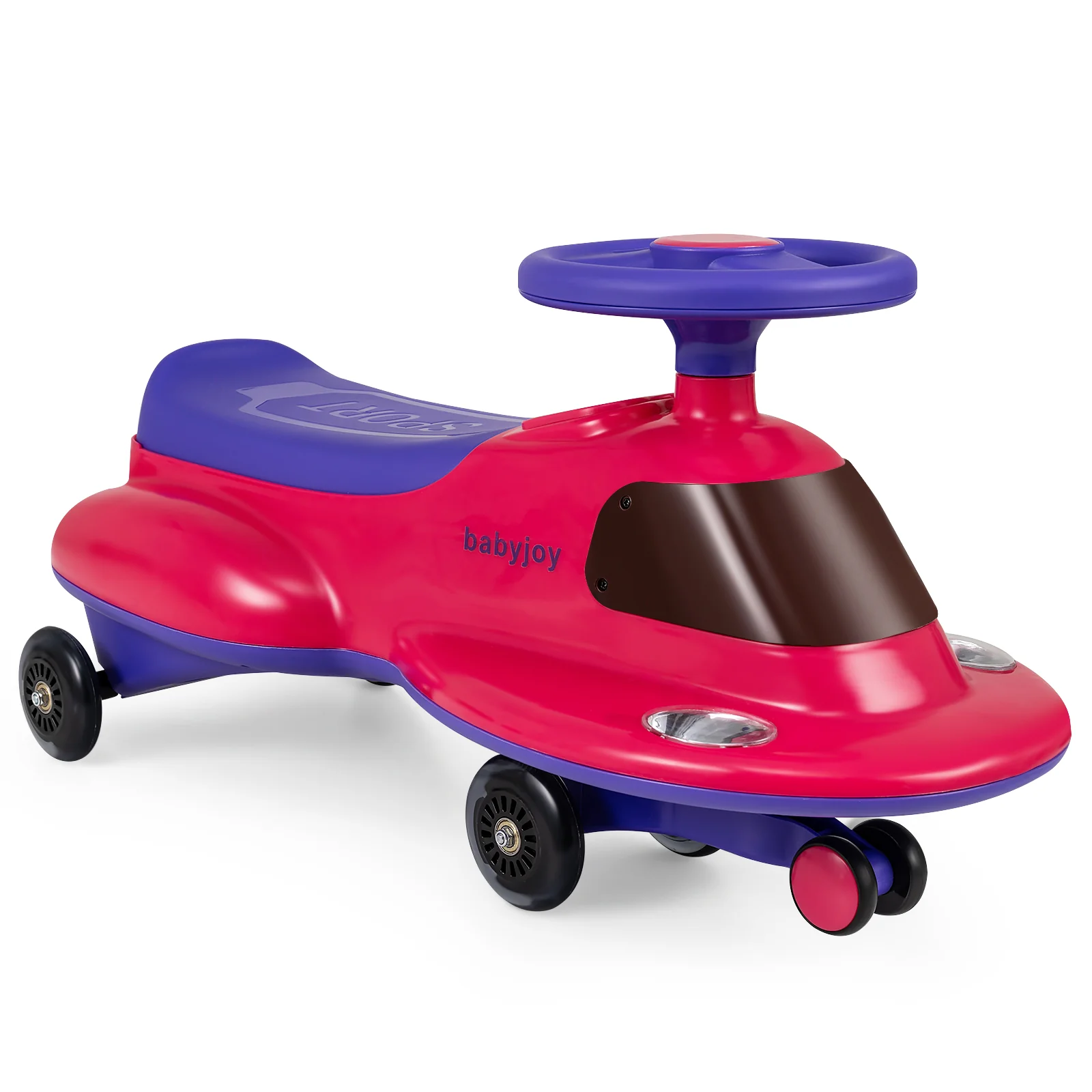 Kids Ride On Toy with Under-seat Storage and LED Flashing Wheels, Pink - Image 4