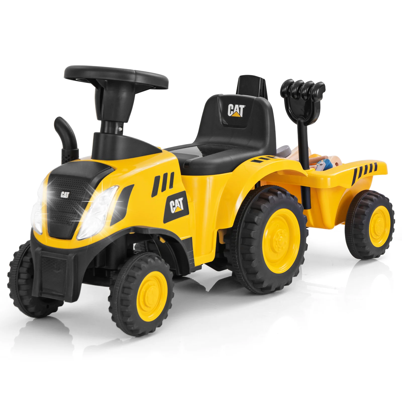 Kids Ride On Tractor, Detachable Trailer, Yellow