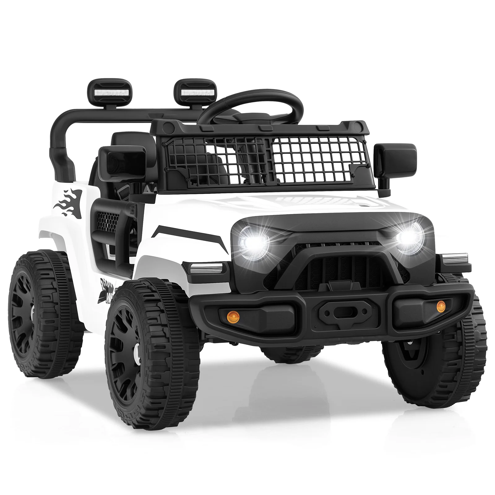 Kids Ride On Truck, 12V Battery Powered Electric Vehicle, White - Image 3