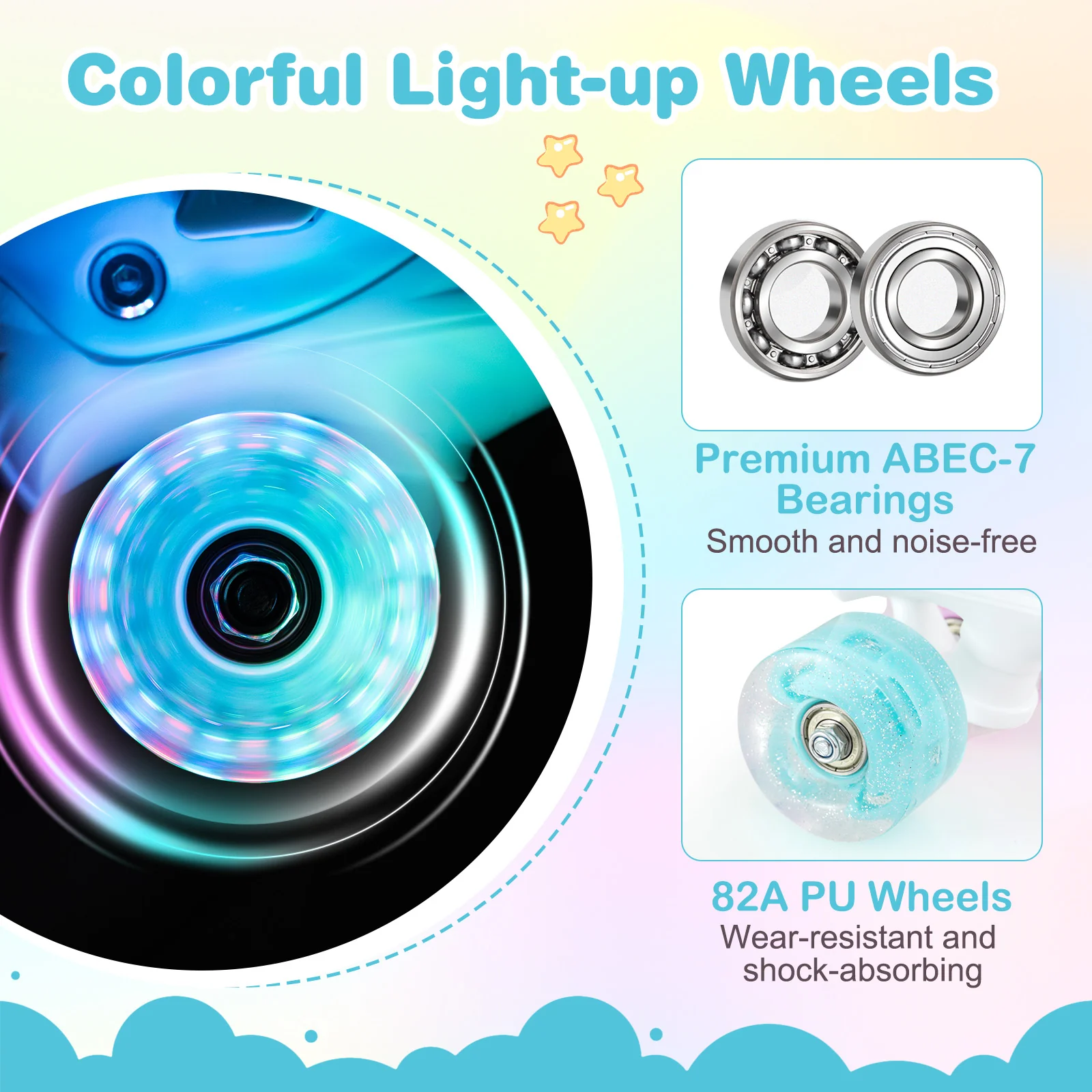 Kids Roller Skates 4 Sizes Adjustable Quad Skates with Light-up Wheels, Navy - Image 10