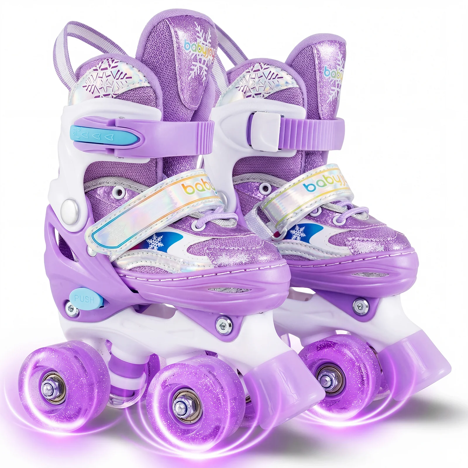 Kids Roller Skates 4 Sizes Adjustable with Light-up Wheels for Toddler Aged 3-4 (XS), Purple - Image 4