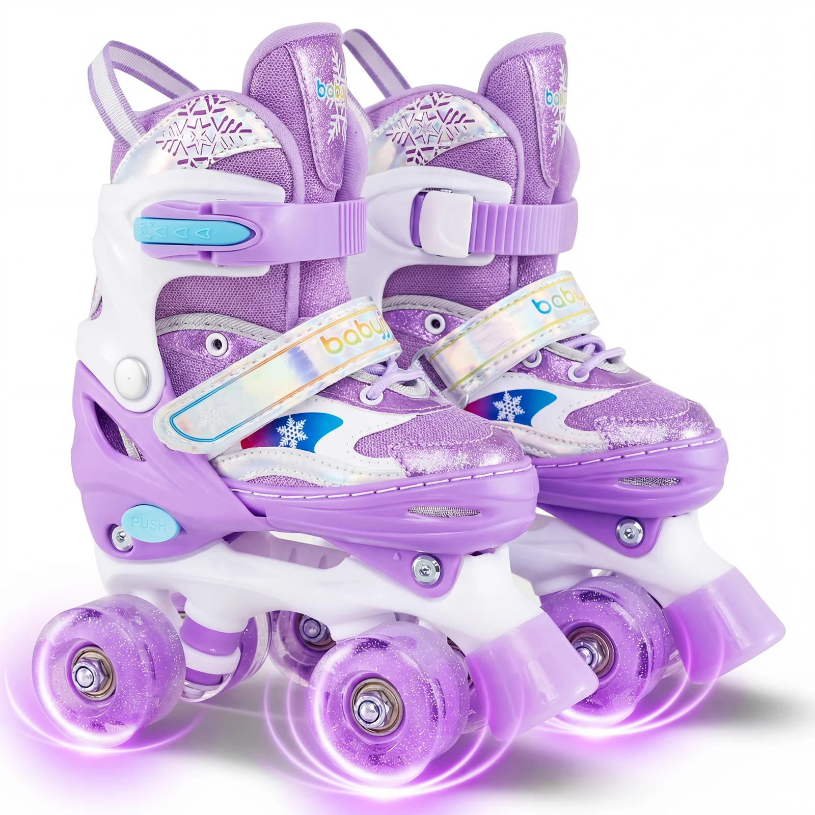 Kids Roller Skates 4 Sizes Adjustable with Light-up Wheels for Toddler Aged 5-7 (S), Purple - Image 4