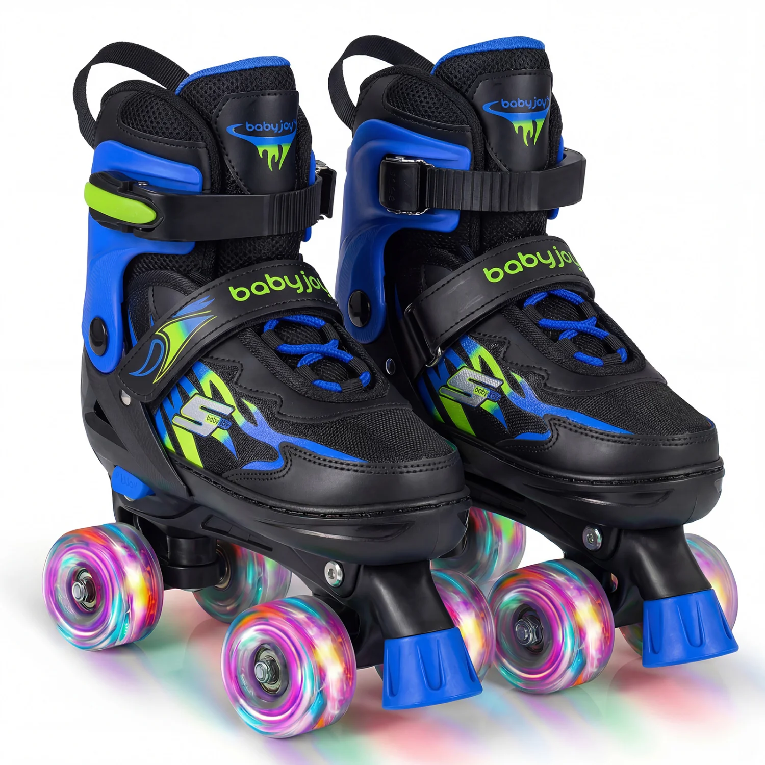 Kids Roller Skates, Adjustable Quad Skates, Light-Up Wheels, Navy
