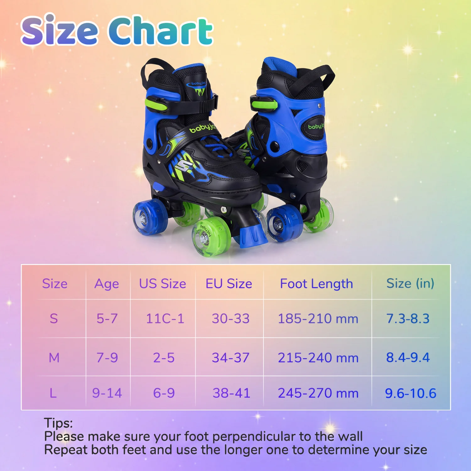 Kids Roller Skates, Adjustable Quad Skates, Light-Up Wheels, Navy - Image 5