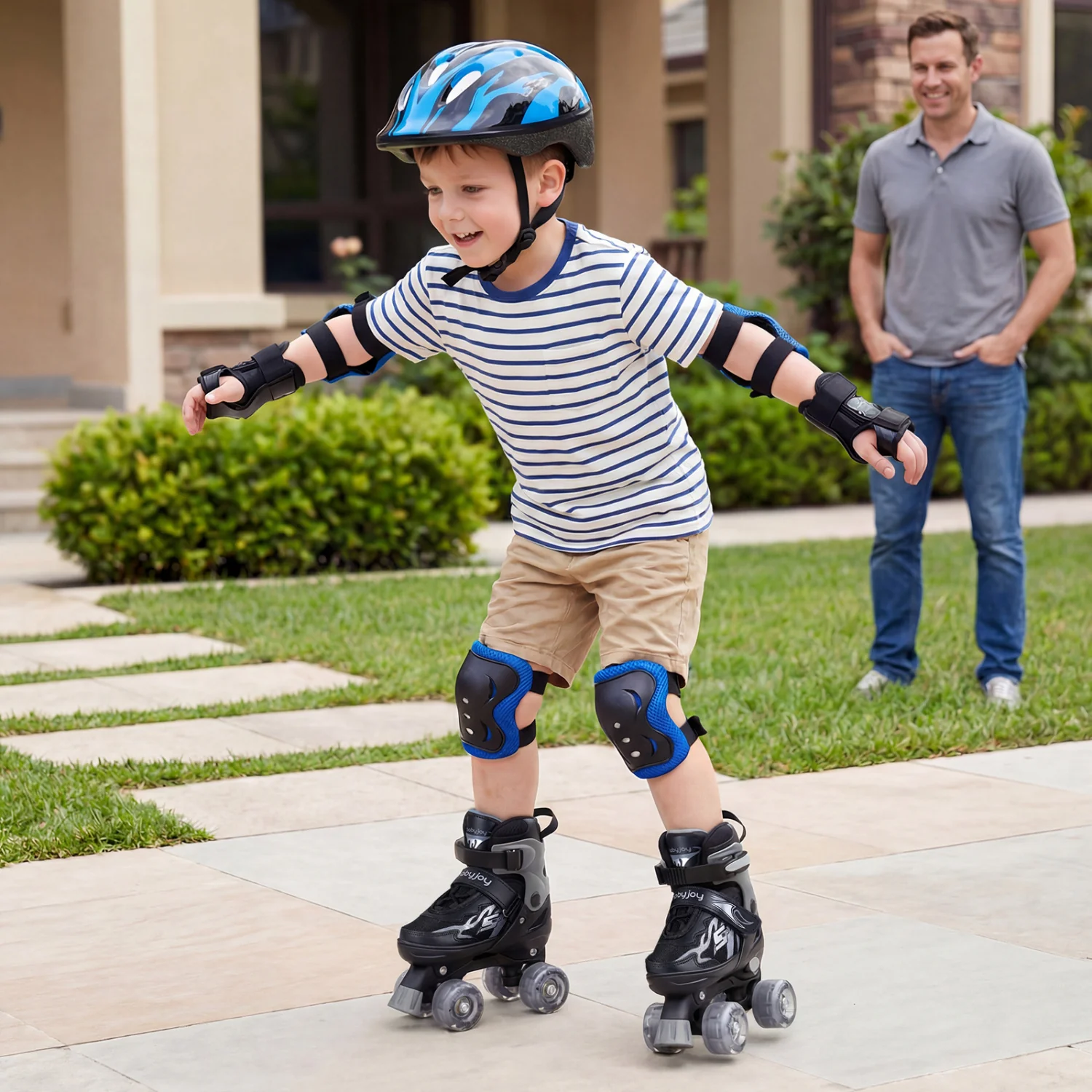 Kids Roller Skates, Adjustable Quad Skates With Light-Up Wheels, 4 Sizes, Black - Image 2