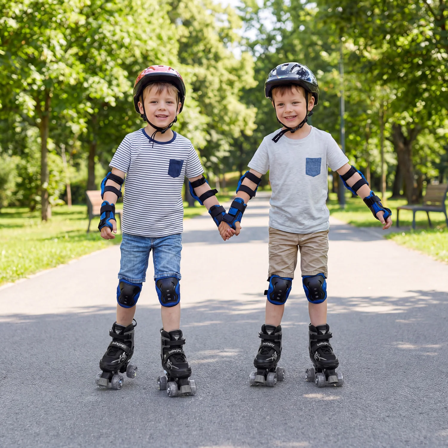 Kids Roller Skates, Adjustable Quad Skates With Light-Up Wheels, 4 Sizes, Black - Image 3