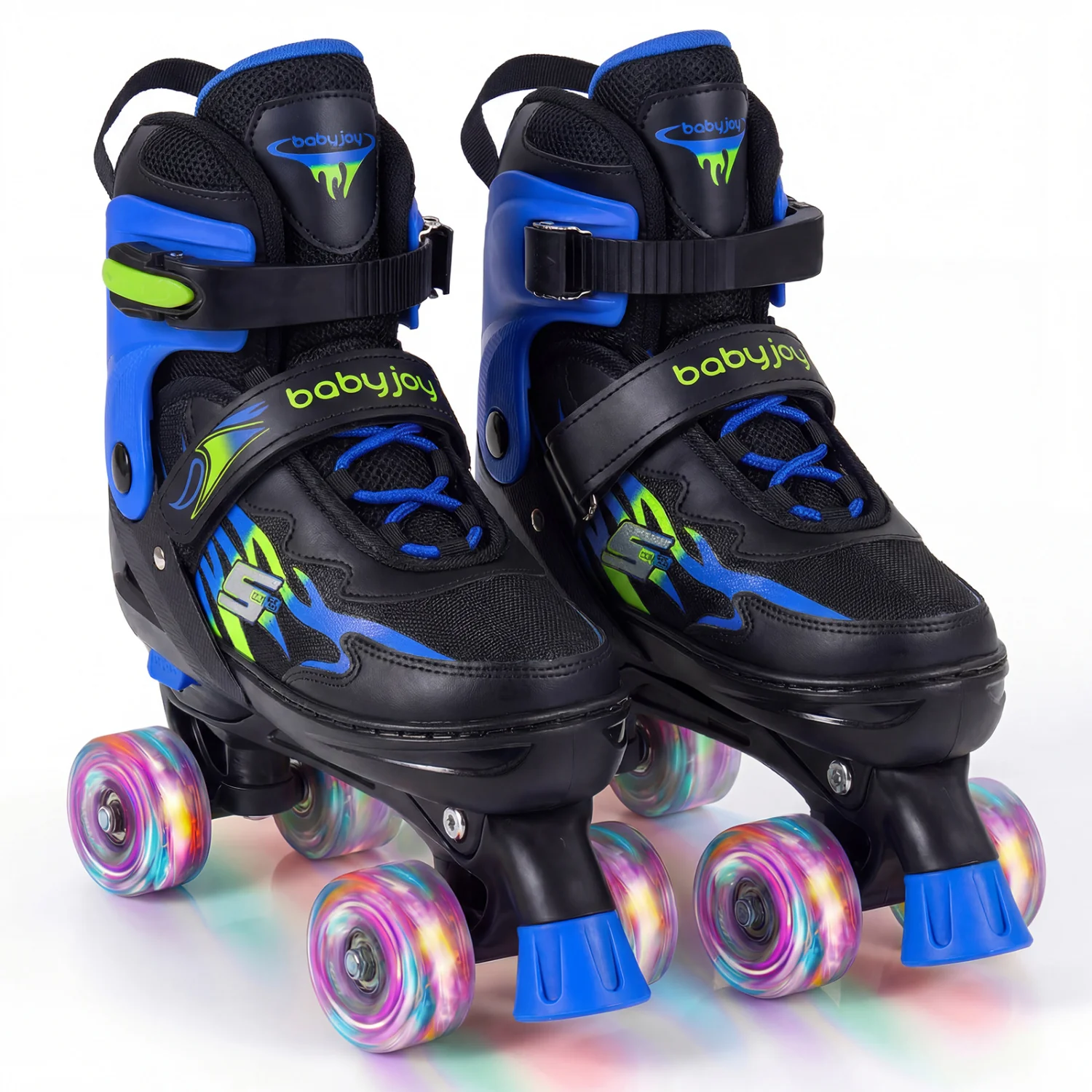 Kids Roller Skates, Adjustable Quad Skates With Light-Up Wheels, Navy - Image 4