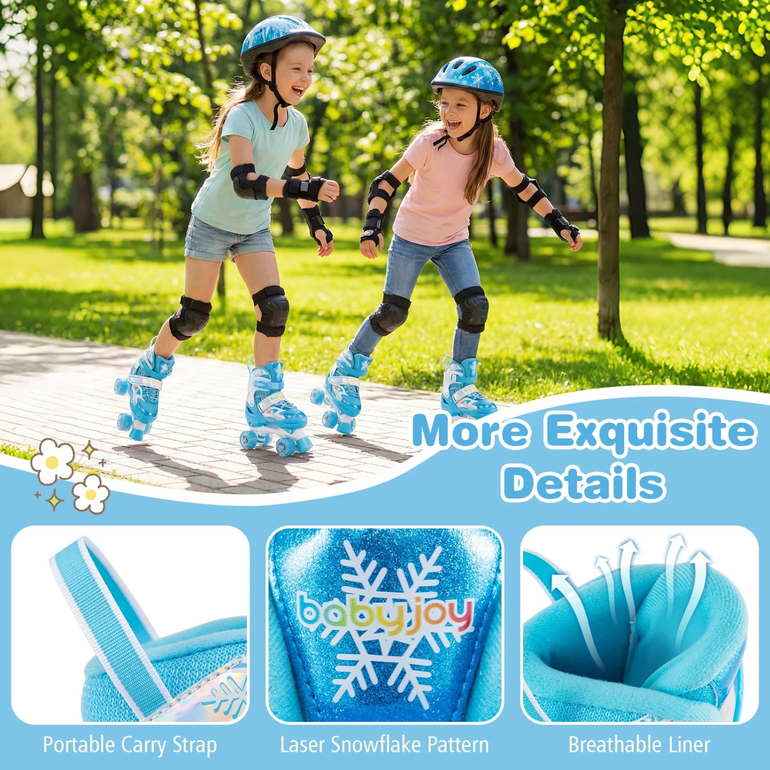 Kids Roller Skates With Light-Up Wheels, Navy - Image 10