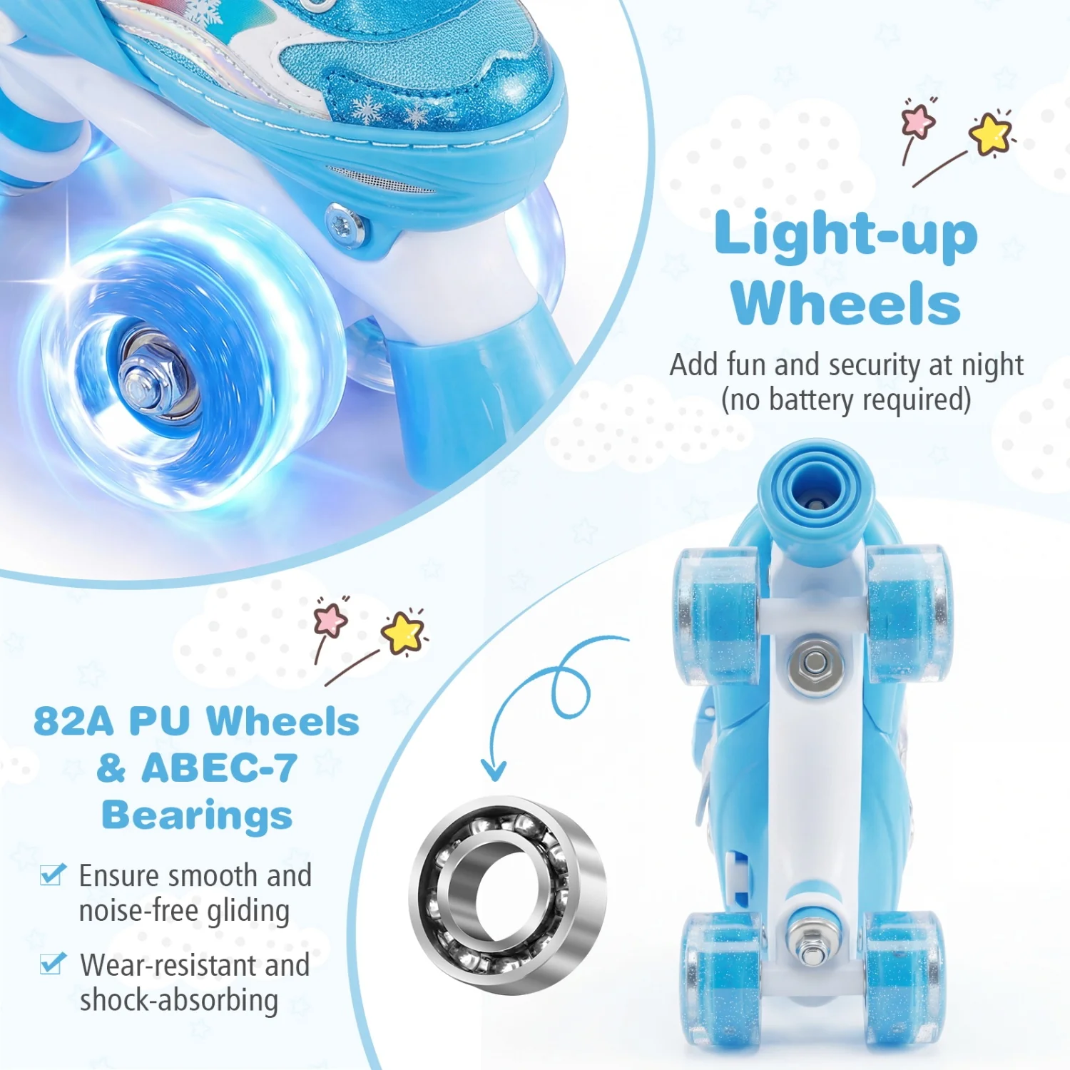 Kids Roller Skates With Light-Up Wheels, Navy - Image 8