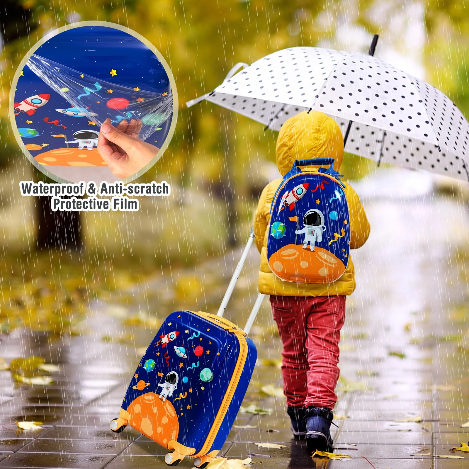 Kids Rolling Suitcase And Backpack Set, 2 PC, Navy - Image 5