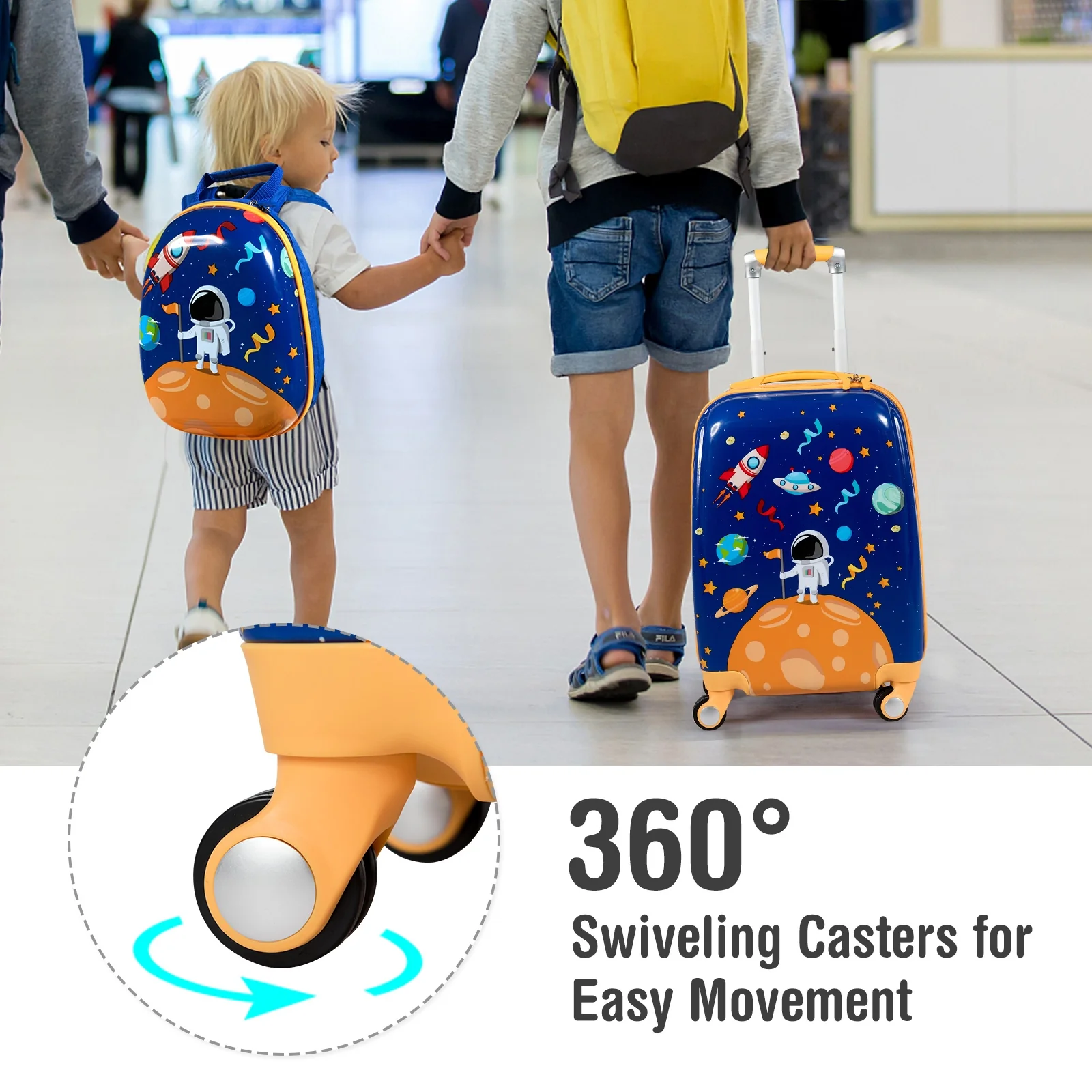 Kids Rolling Suitcase And Backpack Set, 2 PC, Navy - Image 8