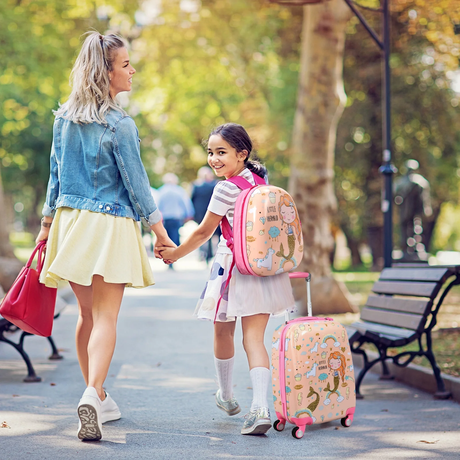 Kids Rolling Suitcase And Backpack Set, Pink - Image 2