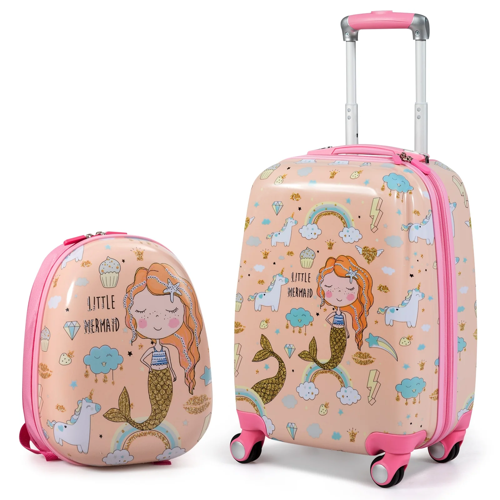 Kids Rolling Suitcase And Backpack Set, Pink - Image 3