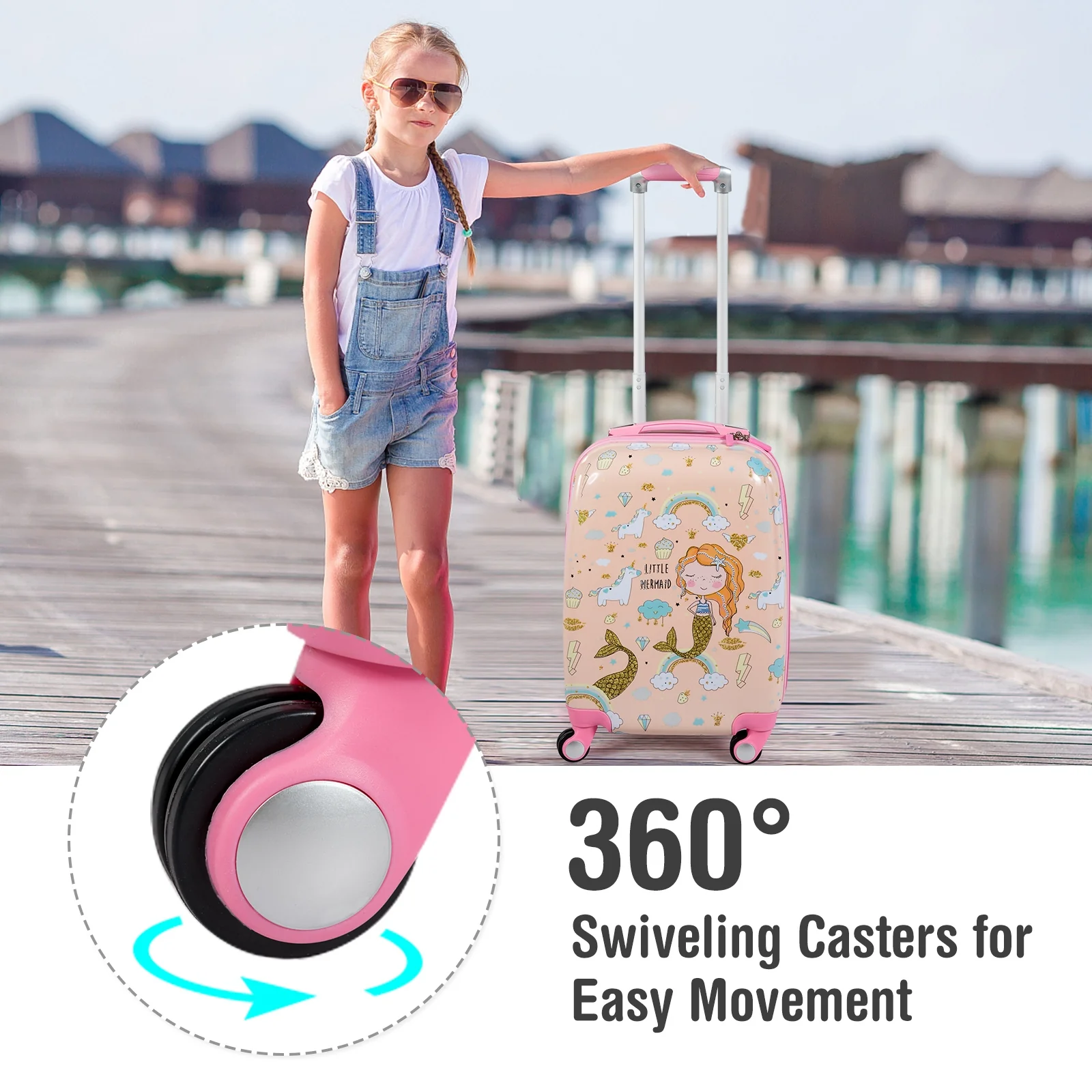 Kids Rolling Suitcase And Backpack Set, Pink - Image 8