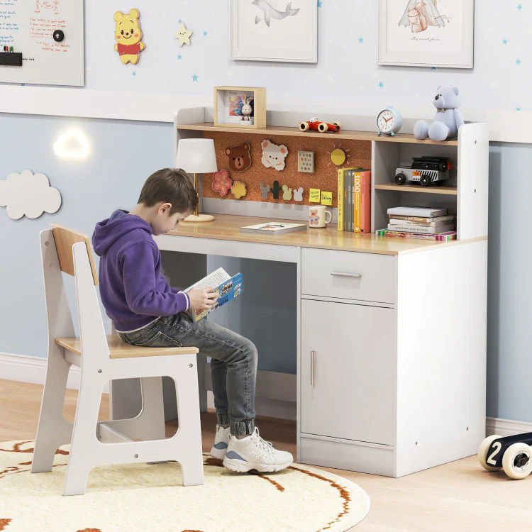 Kids Room Set: Recliner + Natural Study Desk & Chair + 4-ft Christmas Tree + Natural Dress-Up Storage - Image 4