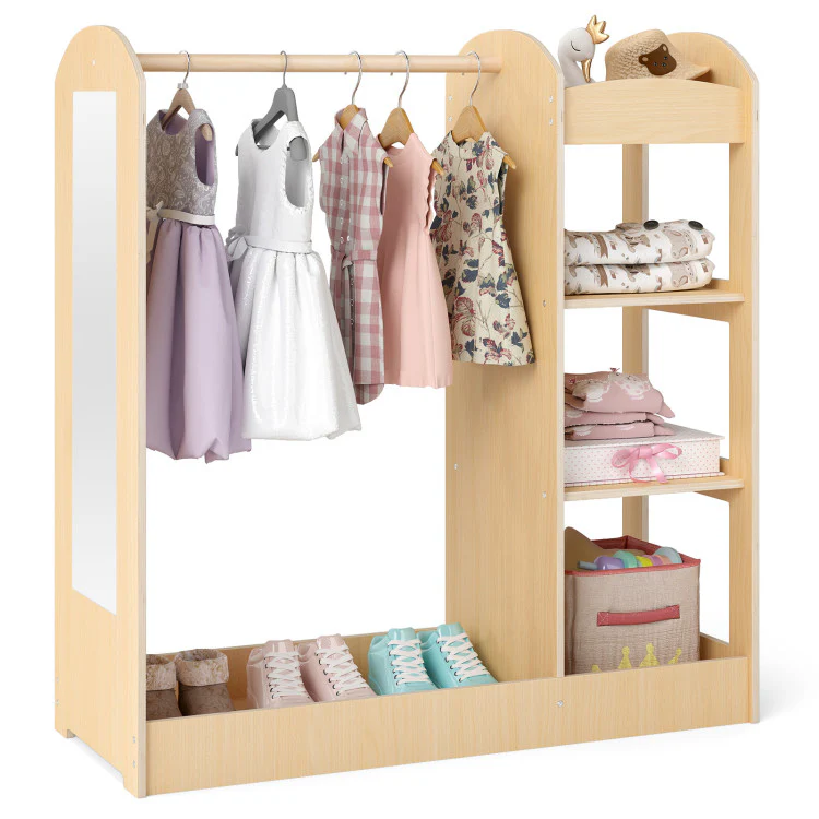 Kids Room Set: Recliner + Natural Study Desk & Chair + 4-ft Christmas Tree + Natural Dress-Up Storage - Image 7