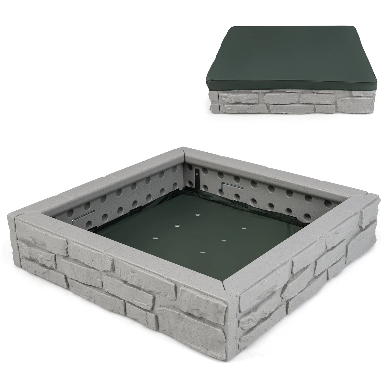 Kids Sandbox With Cover, 2-In-1 HDPE, Gray - Image 4