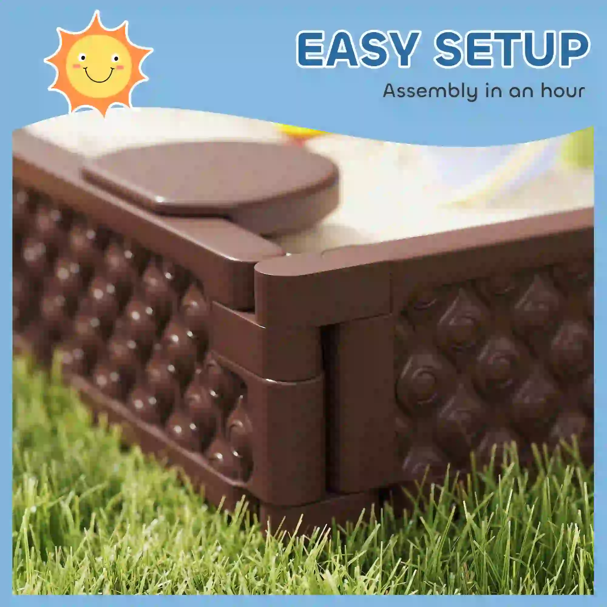 Kids Sandbox With Cover, 4 Corner Seats, 73" x 47" x 9", Dark Brown - Image 7
