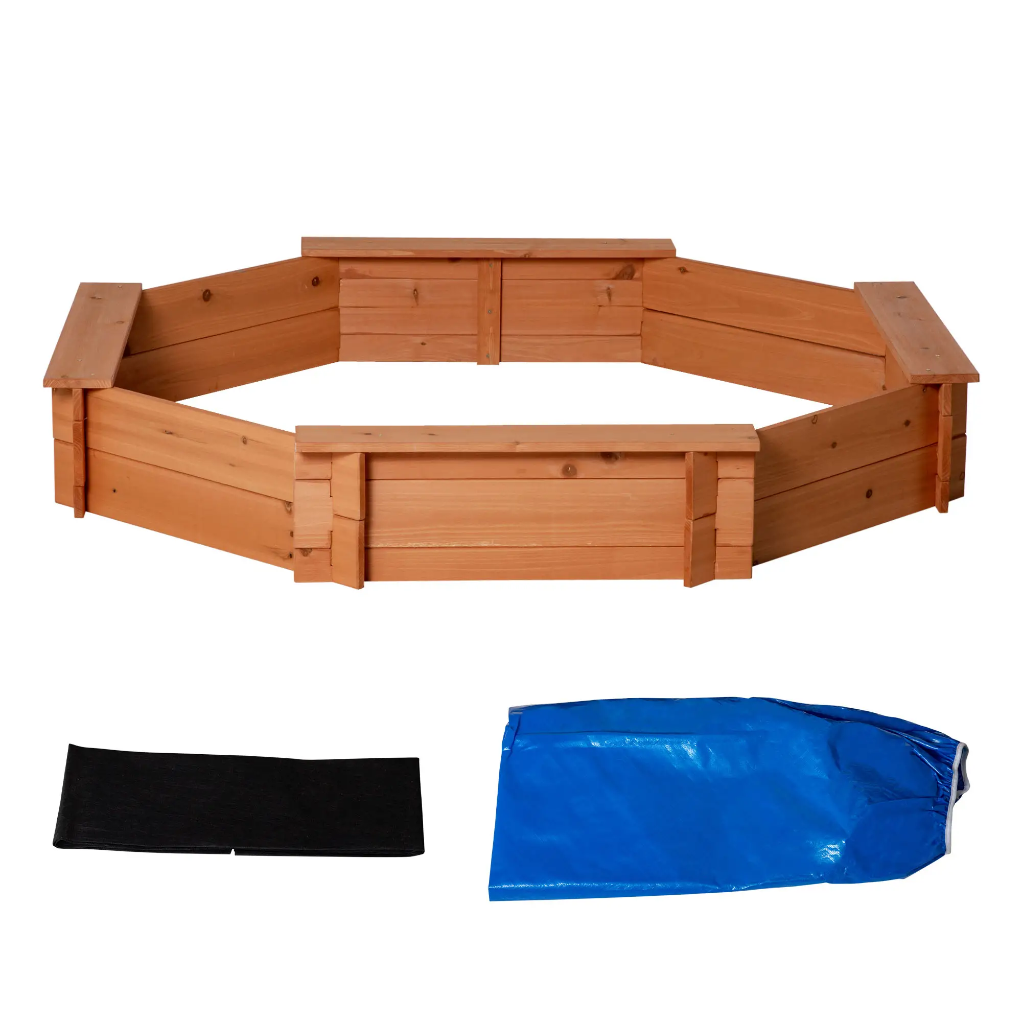 Kids Sandbox with Cover, Seat, 55" x 55" x 8.5", Red - Image 11