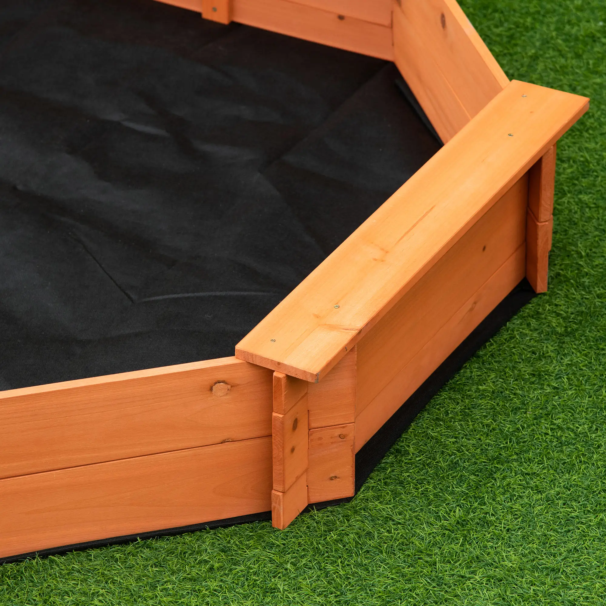 Kids Sandbox with Cover, Seat, 55" x 55" x 8.5", Red - Image 9