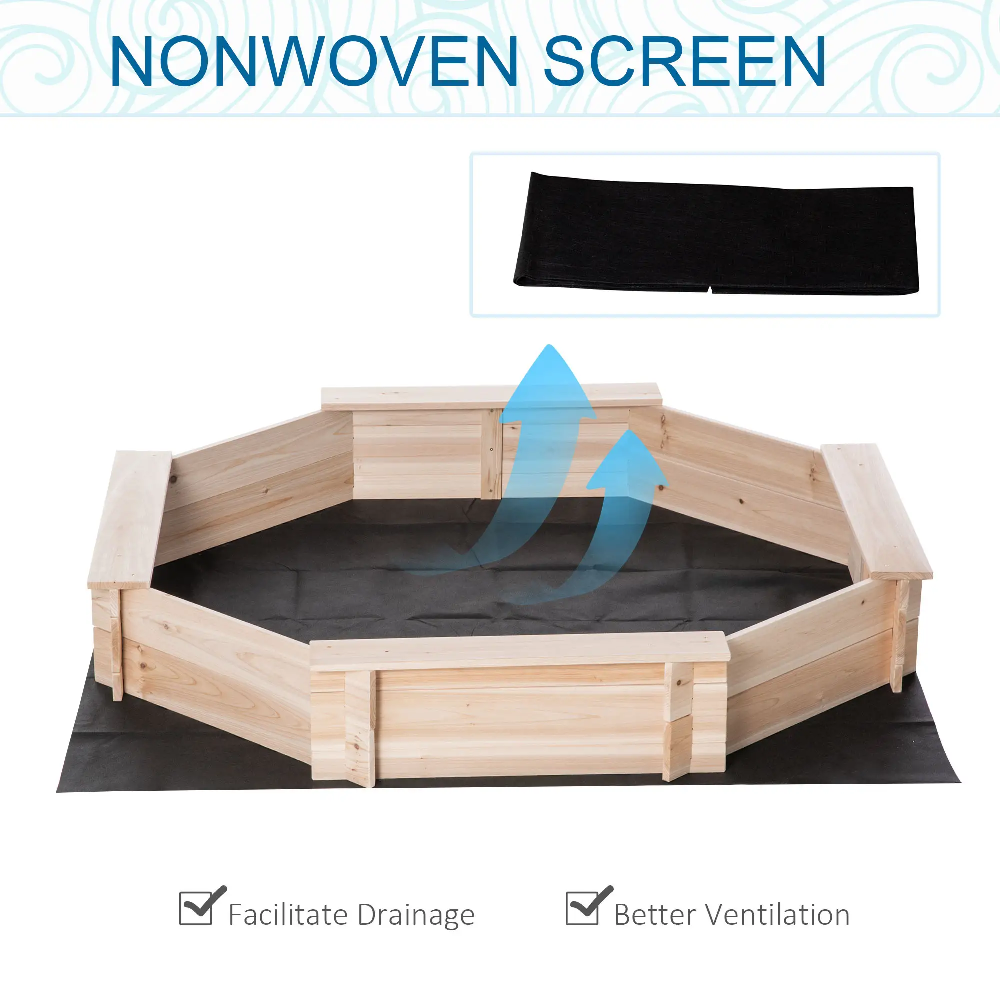 Kids Sandbox With Cover, Wooden Sand Box, Outdoor Sand Pit for Ages 3-8, Natural - Image 5