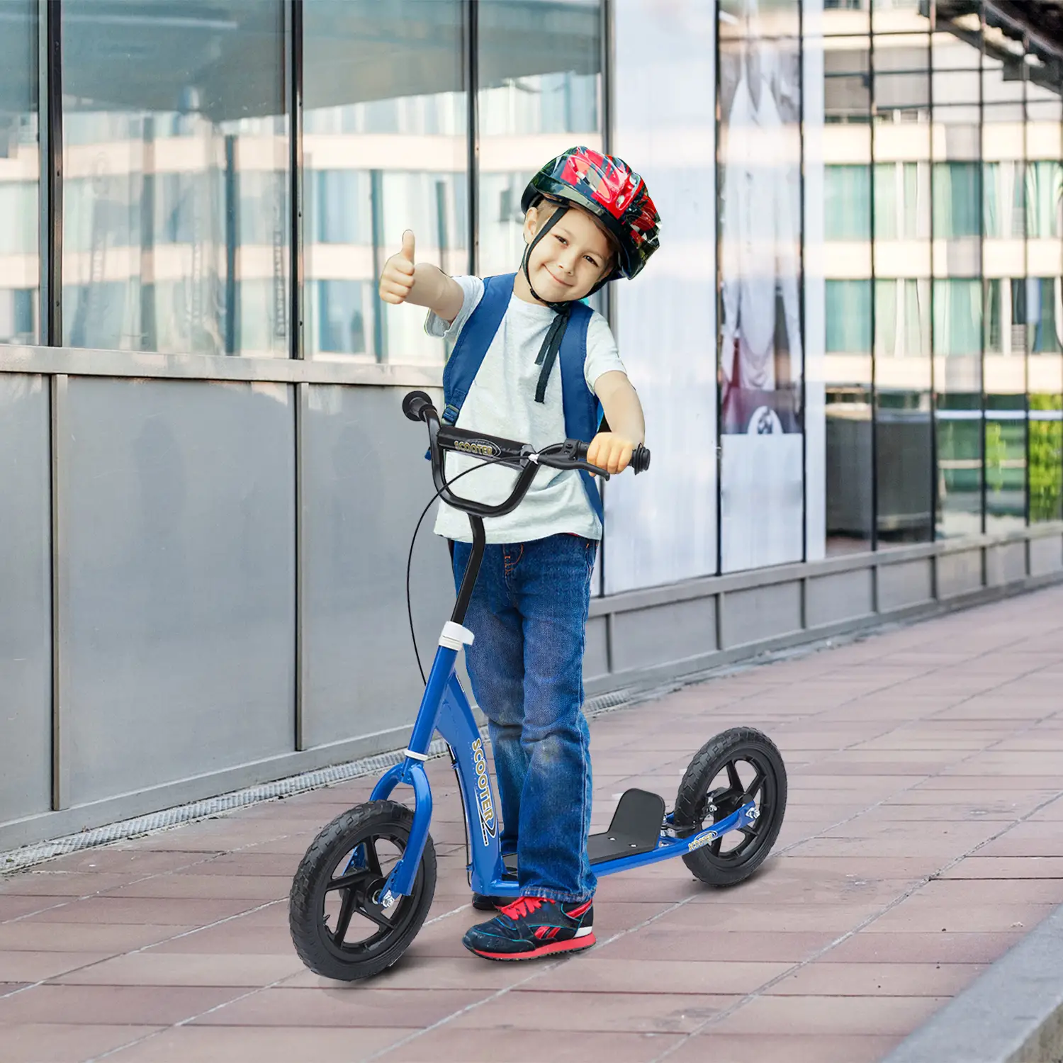 Kids Scooter Bike, 12'' Tire, for 5-12 Year Old, Blue - Image 2