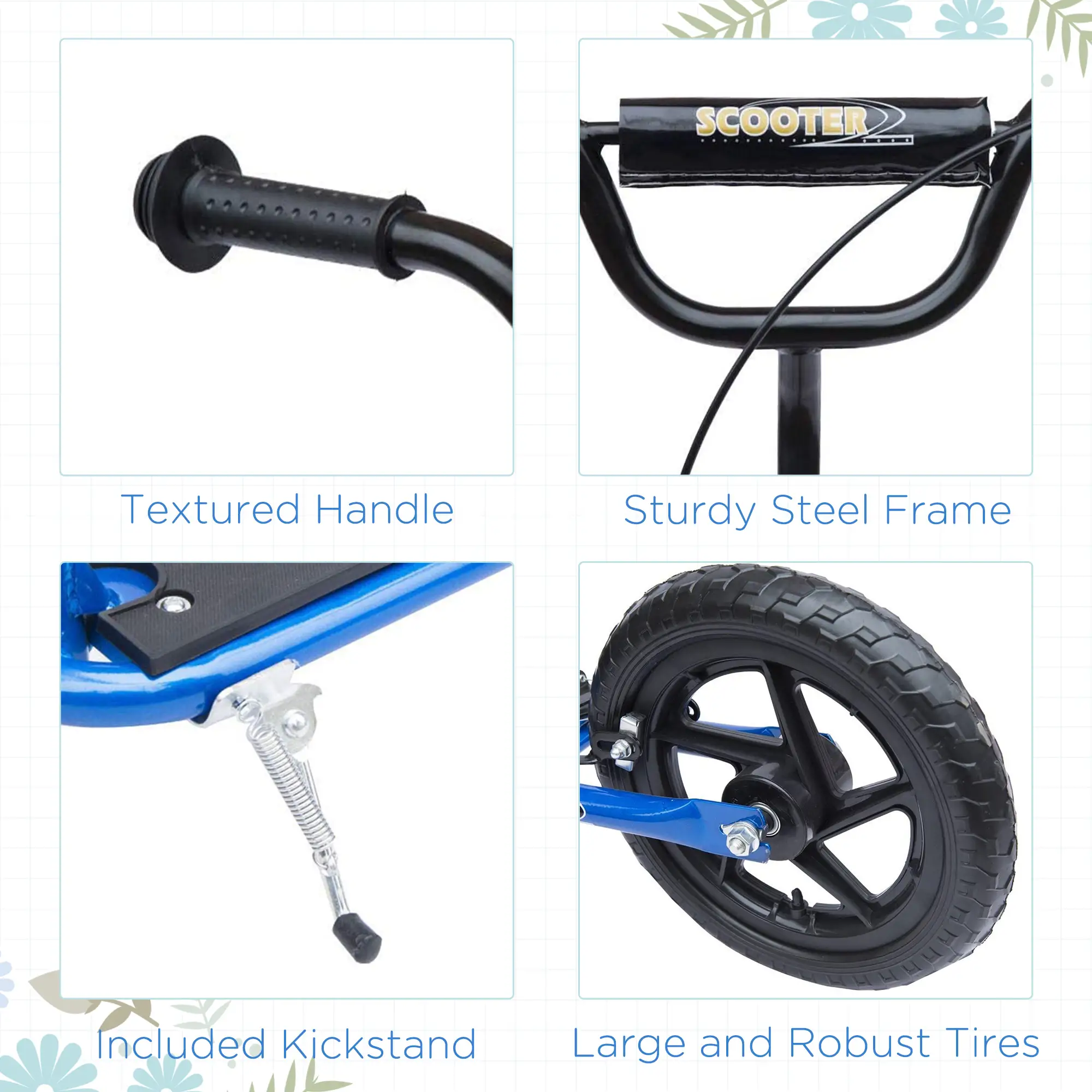 Kids Scooter Bike, 12'' Tire, for 5-12 Year Old, Blue - Image 7