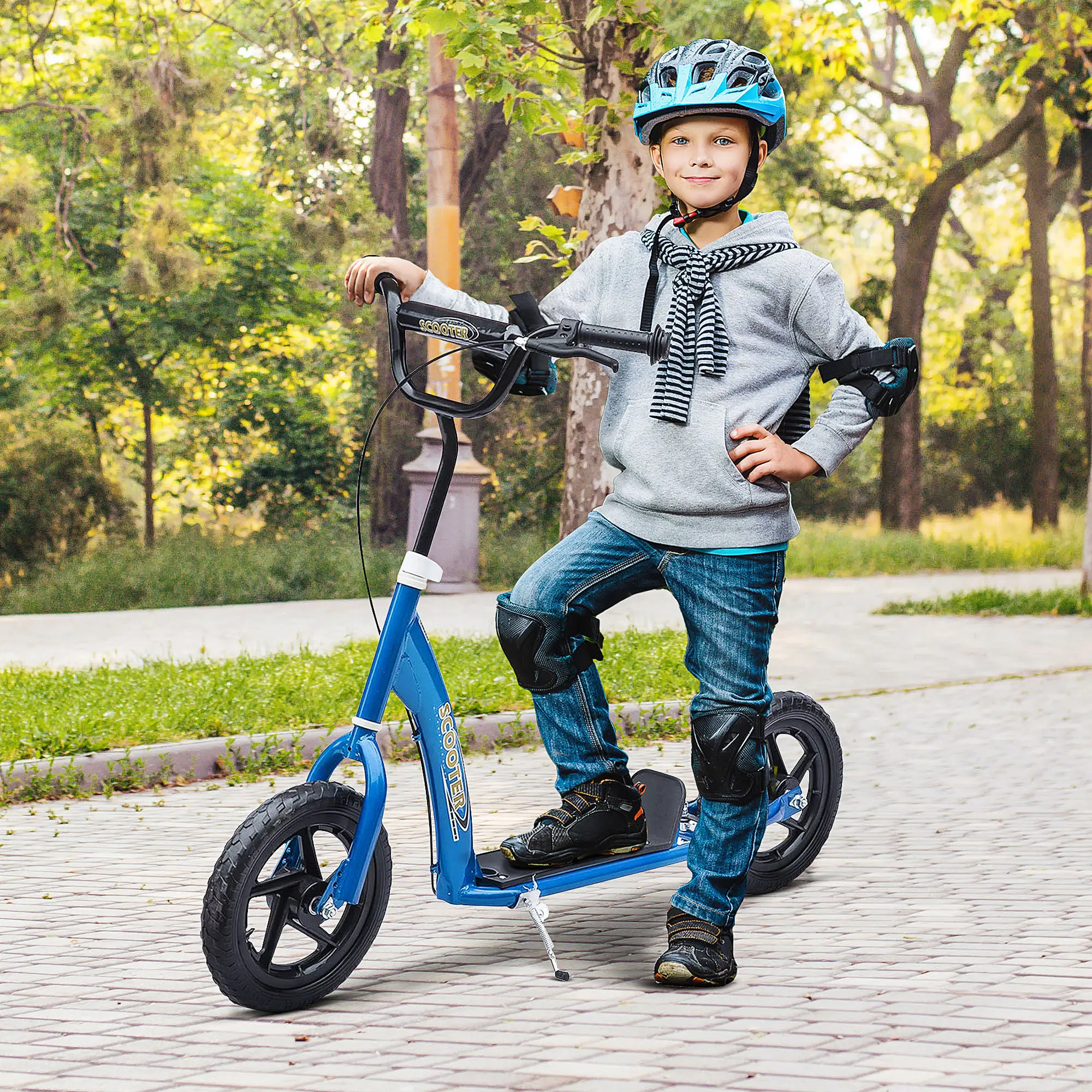 Kids Scooter Bike, 12'' Tire, for 5-12 Year Old, Blue - Image 8
