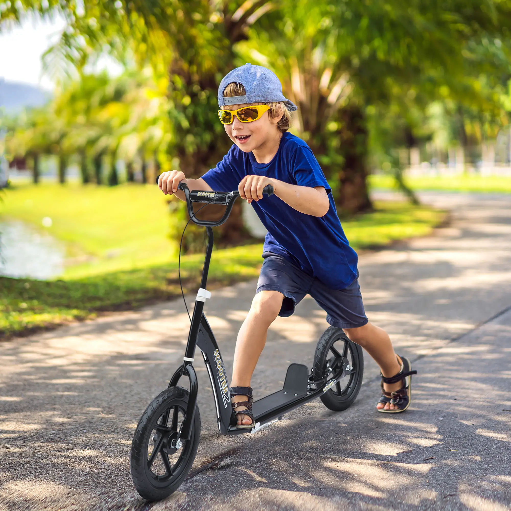 Kids Scooter, Street Bike, 12'' Tire, 5-12 Years, Black - Image 2