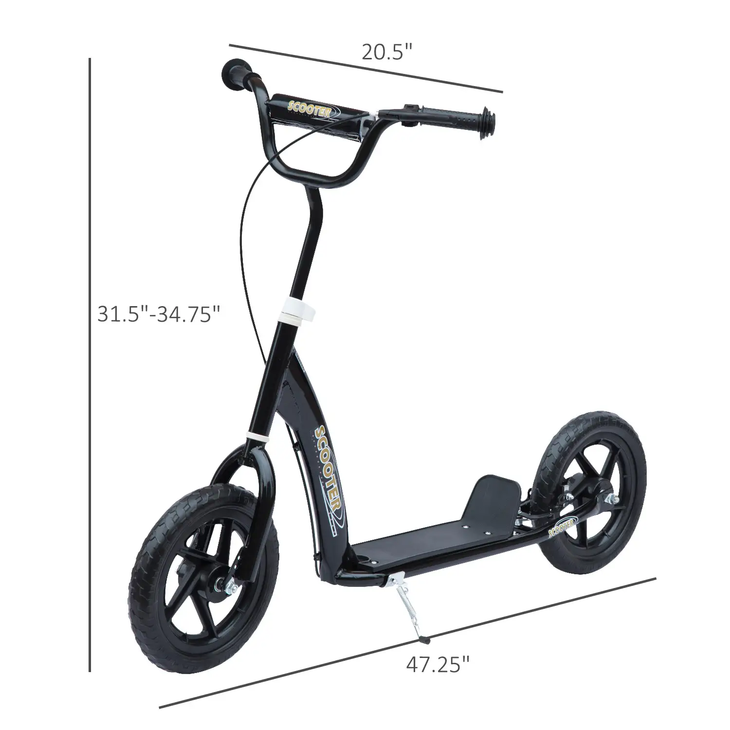 Kids Scooter, Street Bike, 12'' Tire, 5-12 Years, Black - Image 3