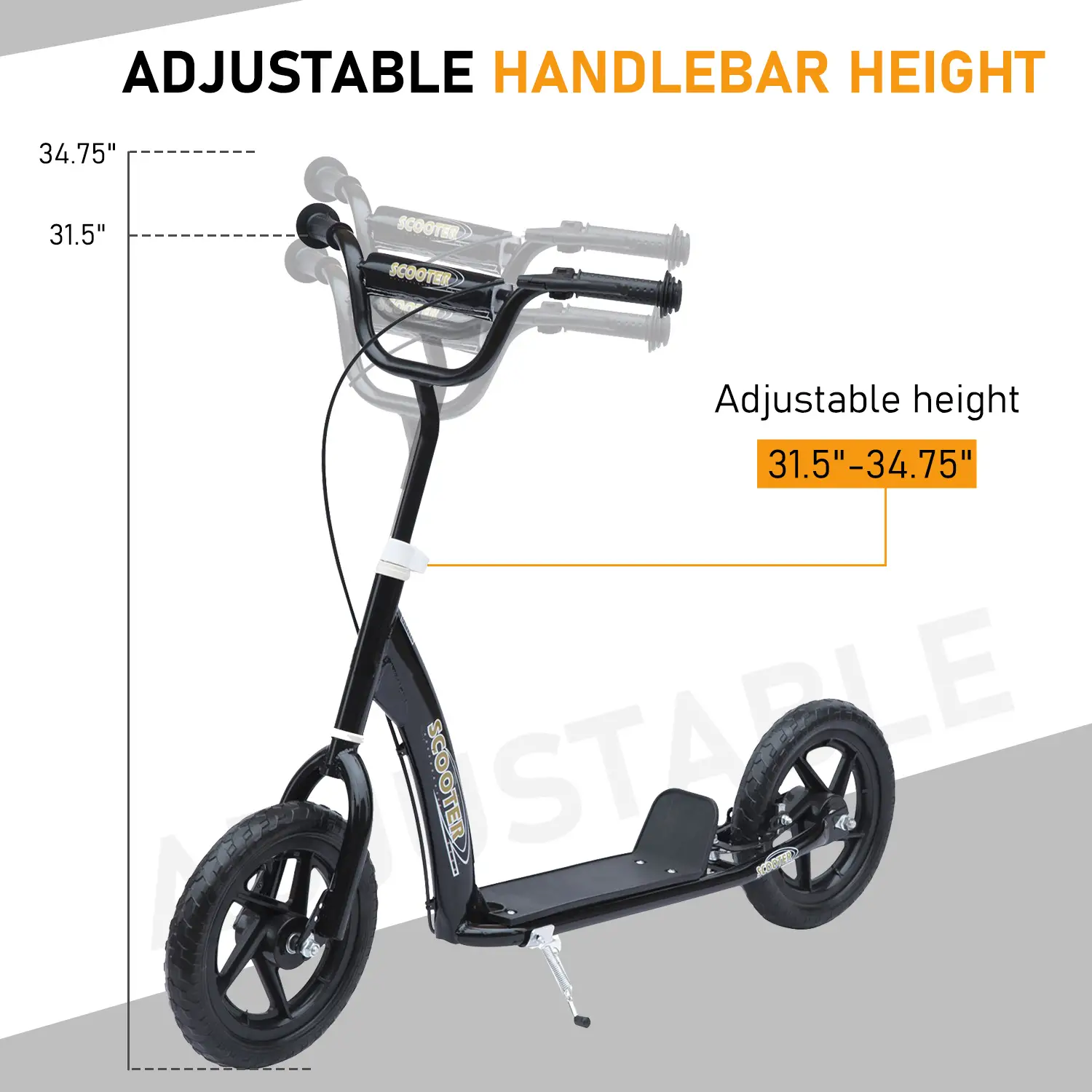 Kids Scooter, Street Bike, 12'' Tire, 5-12 Years, Black - Image 5