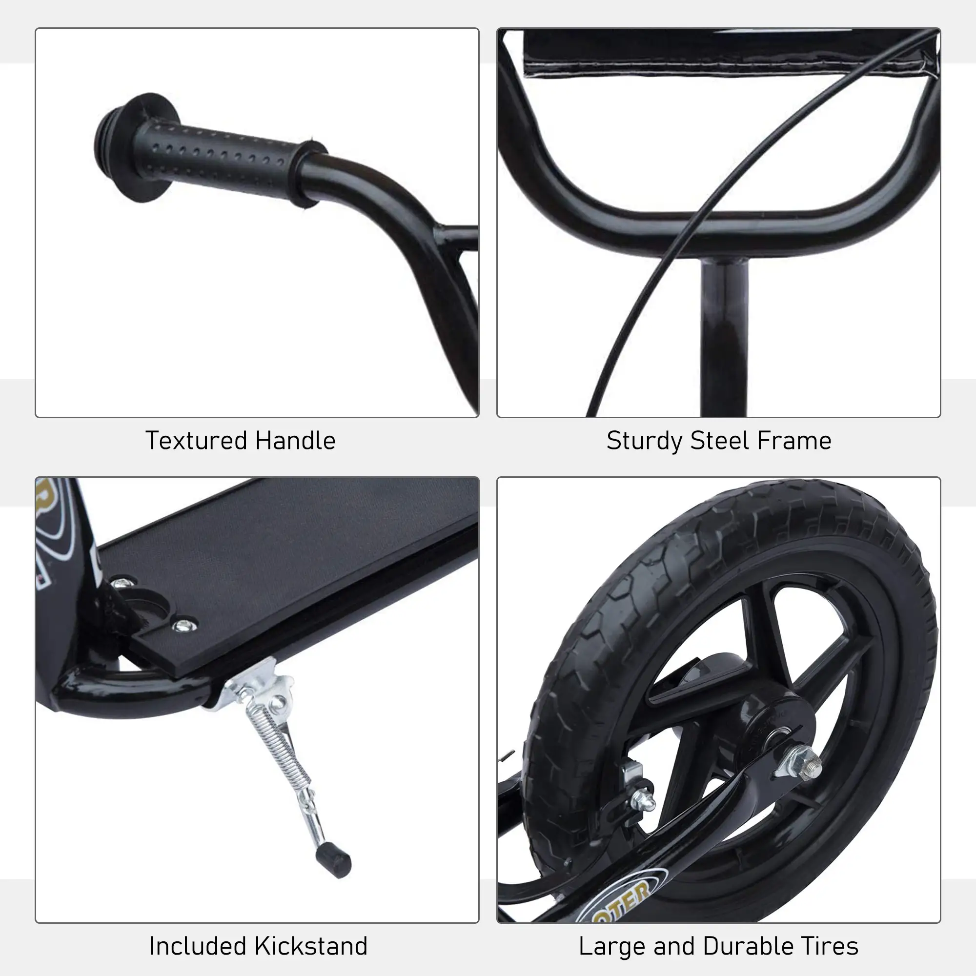 Kids Scooter, Street Bike, 12'' Tire, 5-12 Years, Black - Image 6
