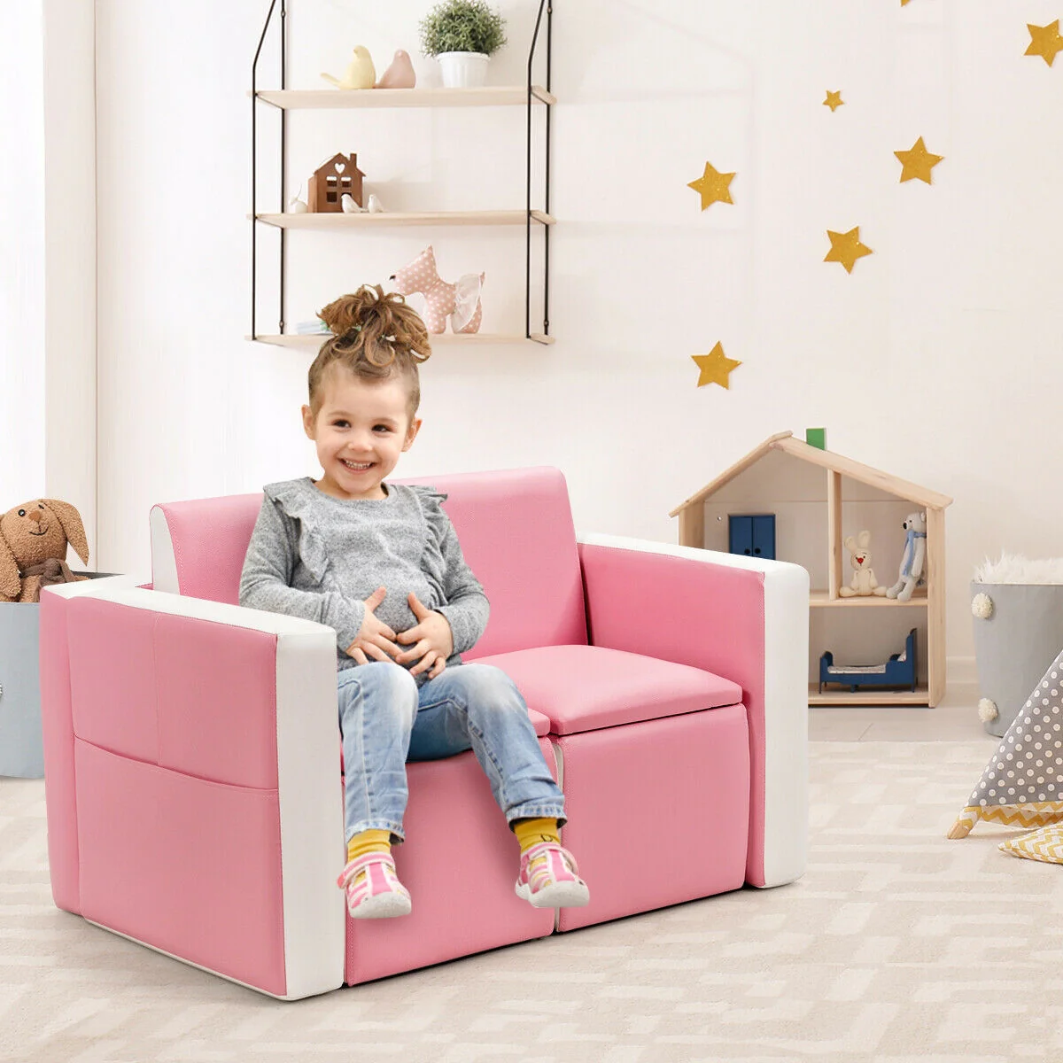 Kids Sofa Table Chair Set, Pink - Image 2