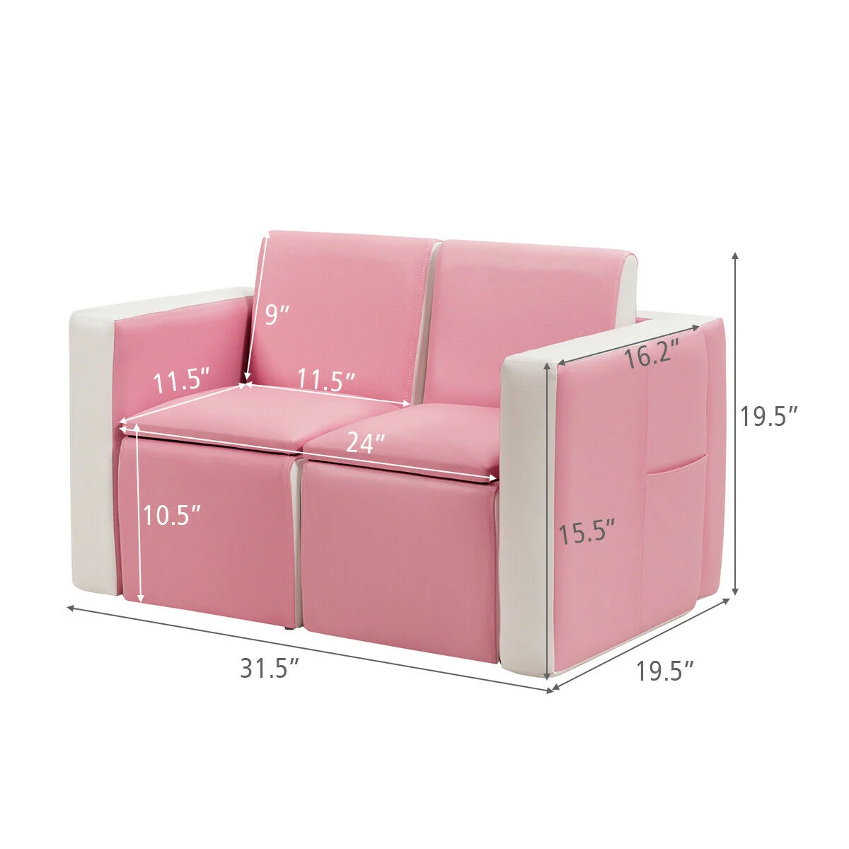 Kids Sofa Table Chair Set, Pink - Image 5