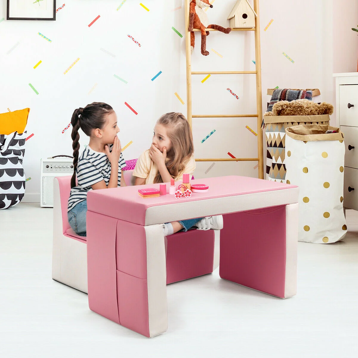 Kids Sofa Table Chair Set, Pink - Image 7