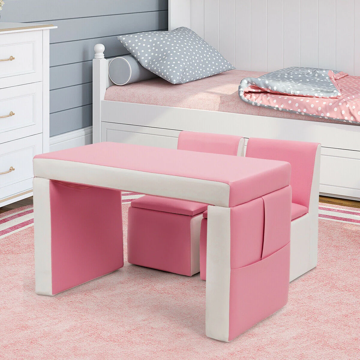 Kids Sofa Table Chair Set, Pink - Image 8