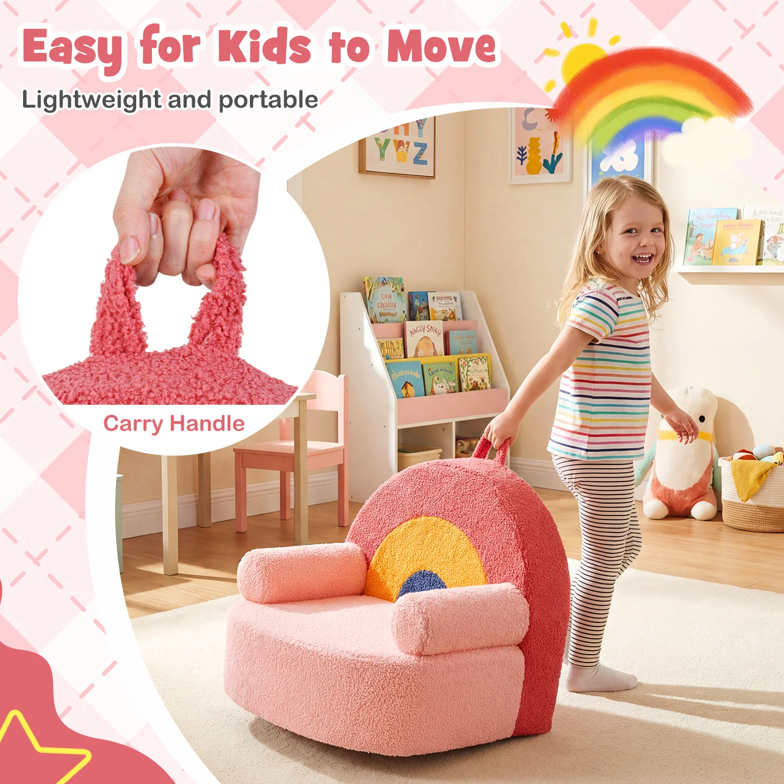 Kids Sofa Toddler Foam Couch, Soft Fleece Fabric Cover, Red - Image 10