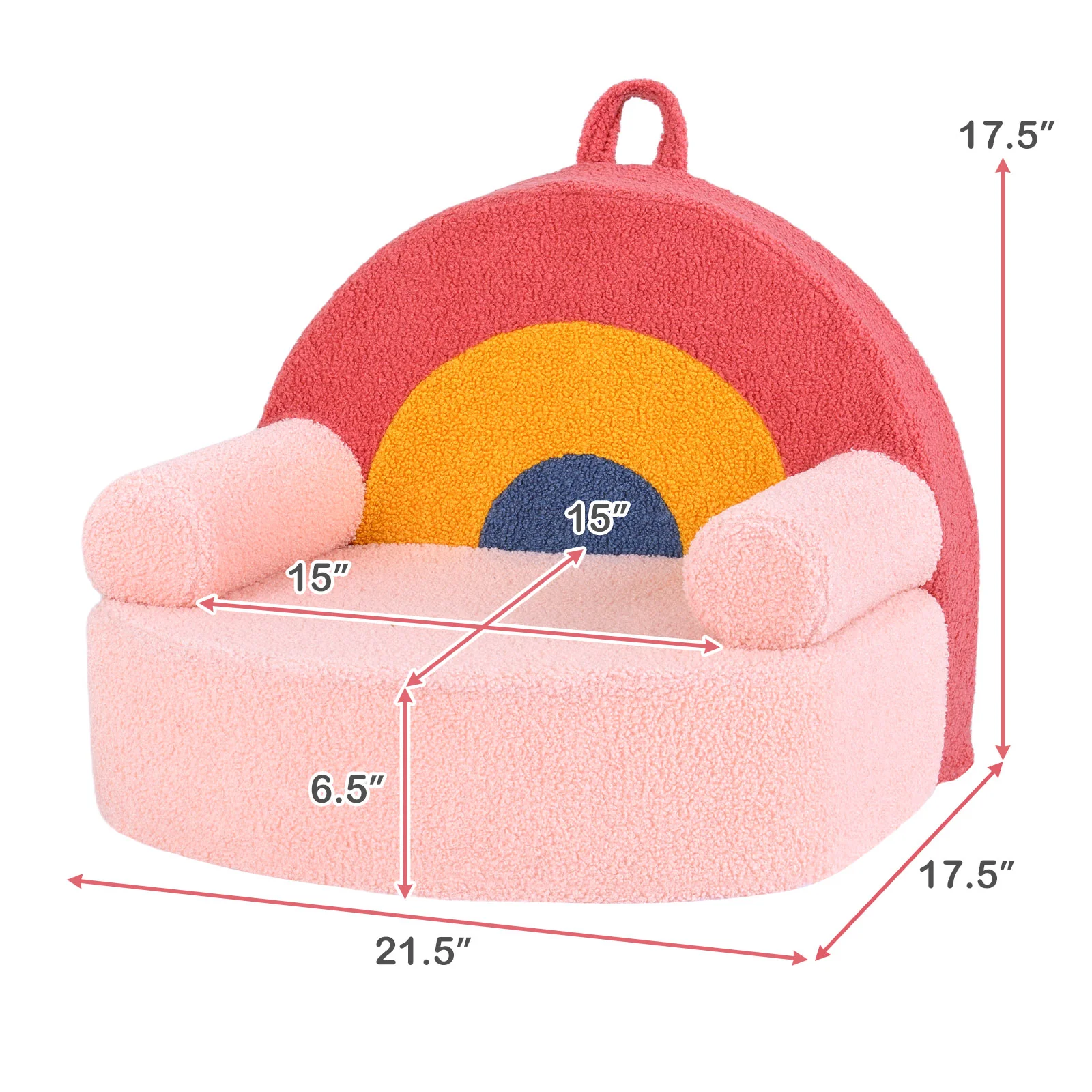Kids Sofa Toddler Foam Couch, Soft Fleece Fabric Cover, Red - Image 6