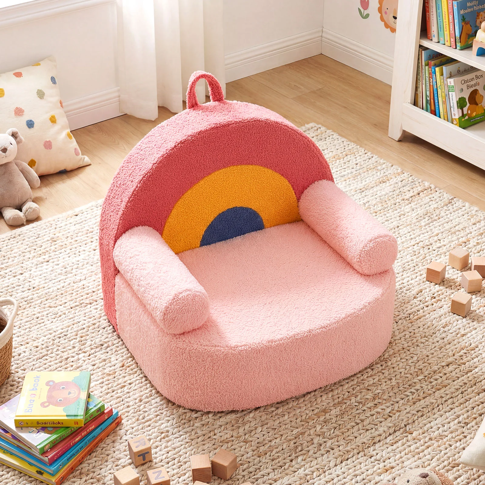 Kids Sofa Toddler Foam Couch, Soft Fleece Fabric Cover, Red - Image 7