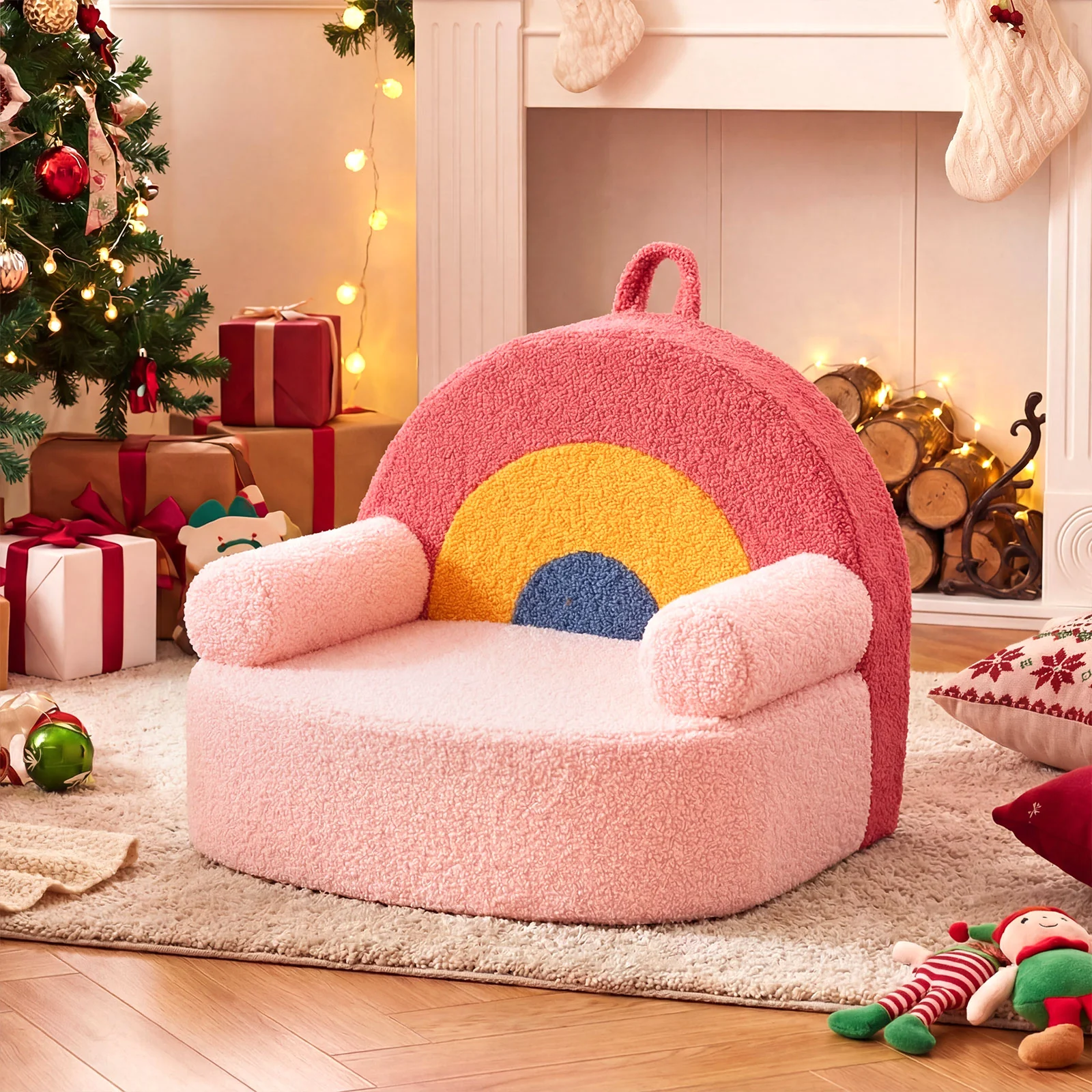 Kids Sofa Toddler Foam Couch, Soft Fleece Fabric Cover, Red - Image 8